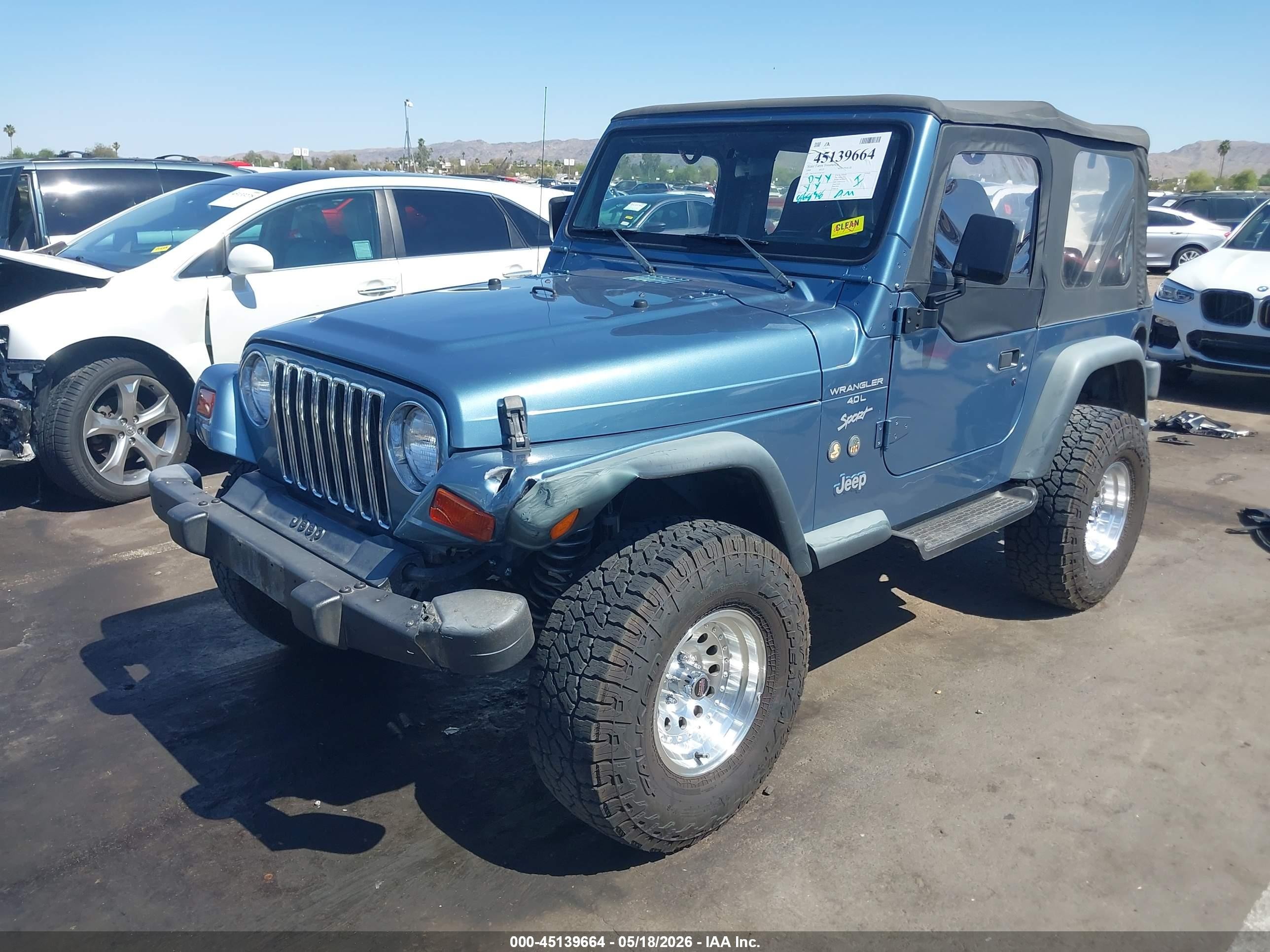 1999 Jeep Wrangler Sport Синий vin: 1J4FY19S2XP467347