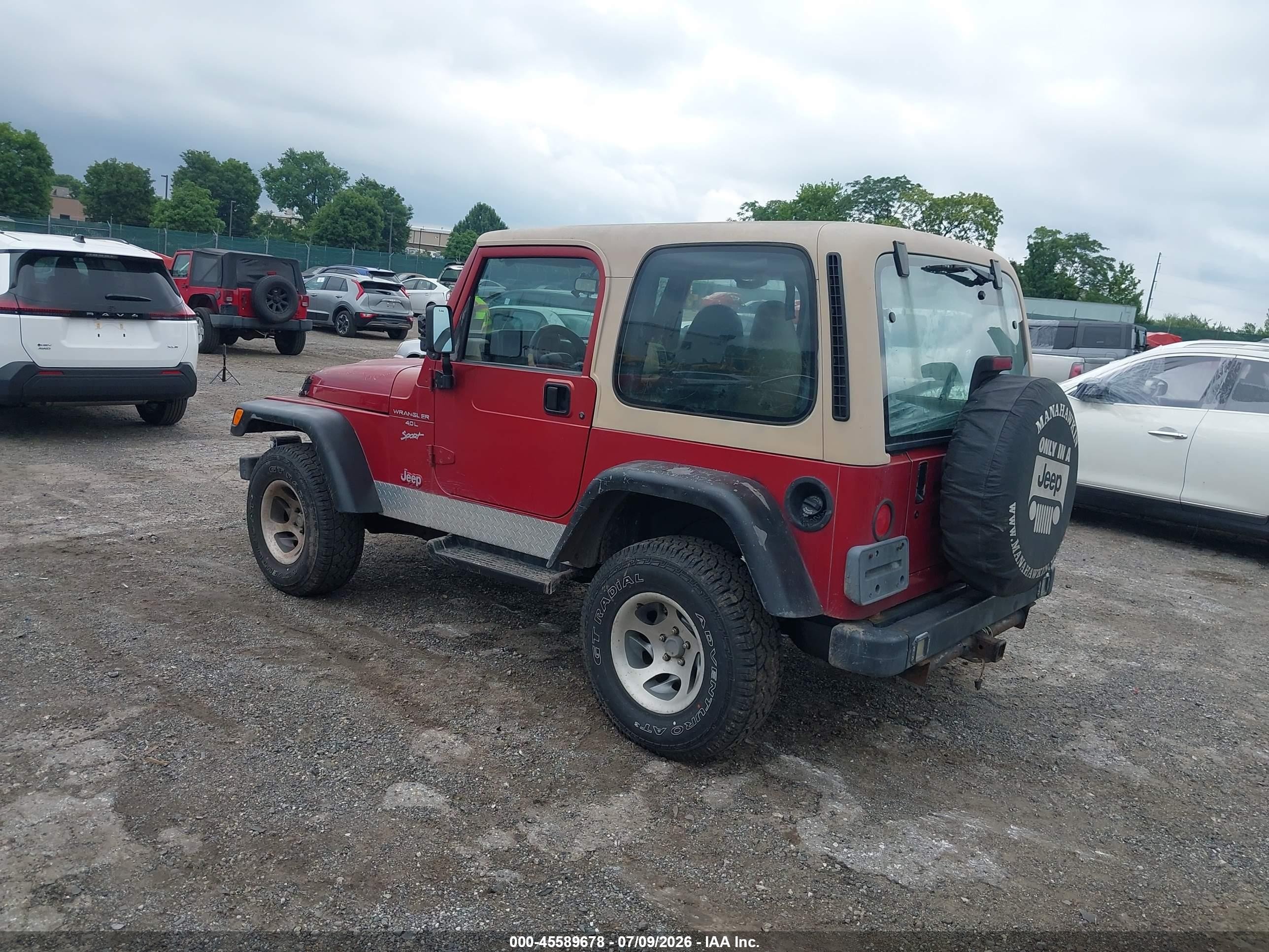 1999 Jeep Wrangler Sport Red vin: 1J4FY19S3XP426273