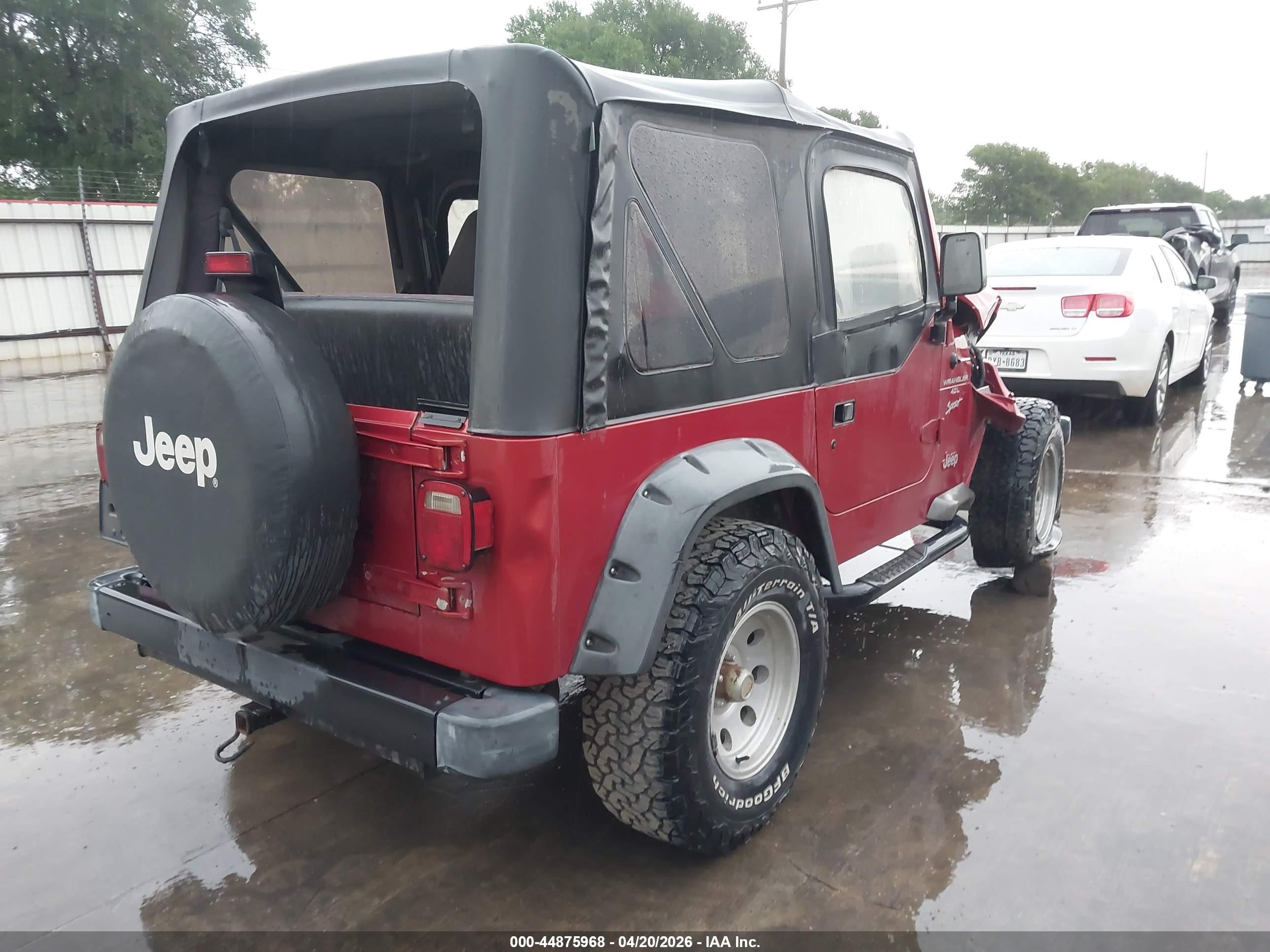 1999 Jeep Wrangler Sport Red vin: 1J4FY19S5XP491335