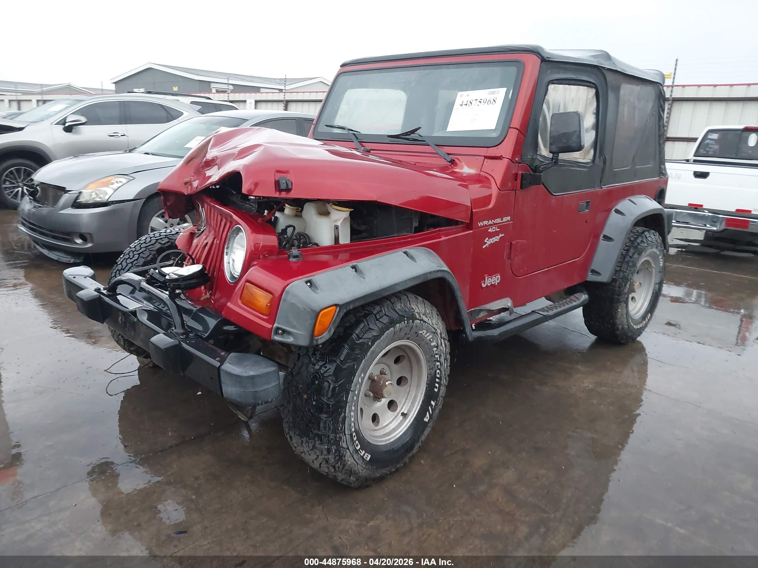 1999 Jeep Wrangler Sport Red vin: 1J4FY19S5XP491335