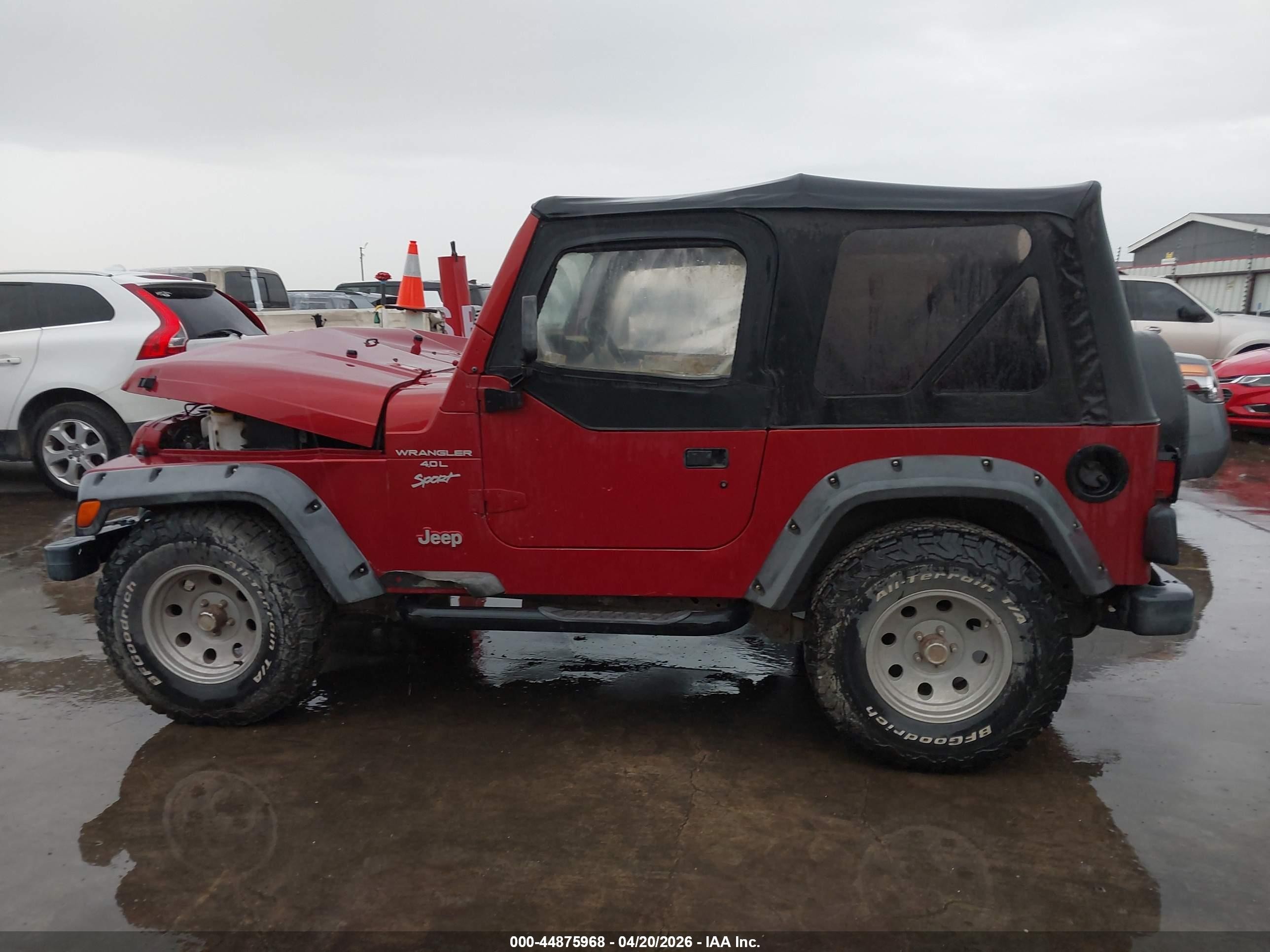 1999 Jeep Wrangler Sport Red vin: 1J4FY19S5XP491335