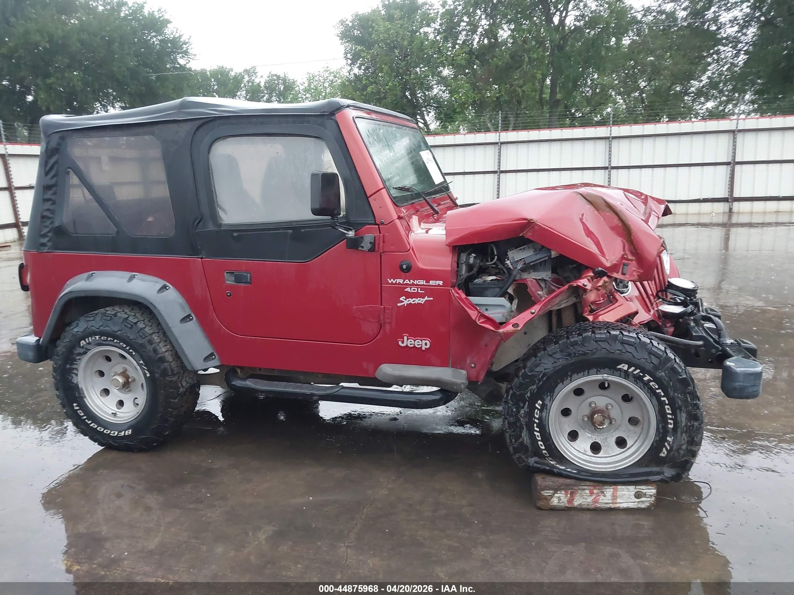 1999 Jeep Wrangler Sport Red vin: 1J4FY19S5XP491335