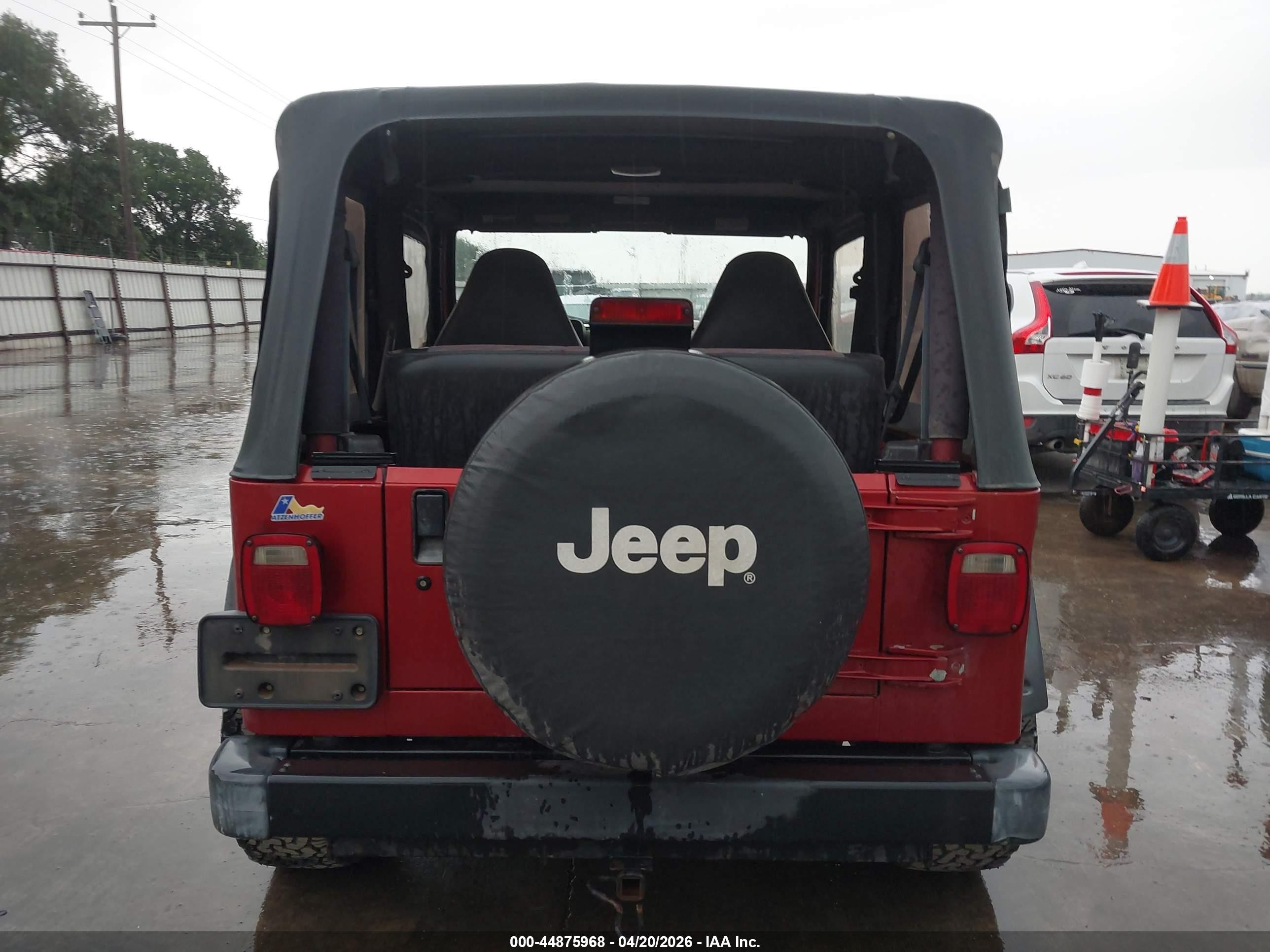 1999 Jeep Wrangler Sport Red vin: 1J4FY19S5XP491335