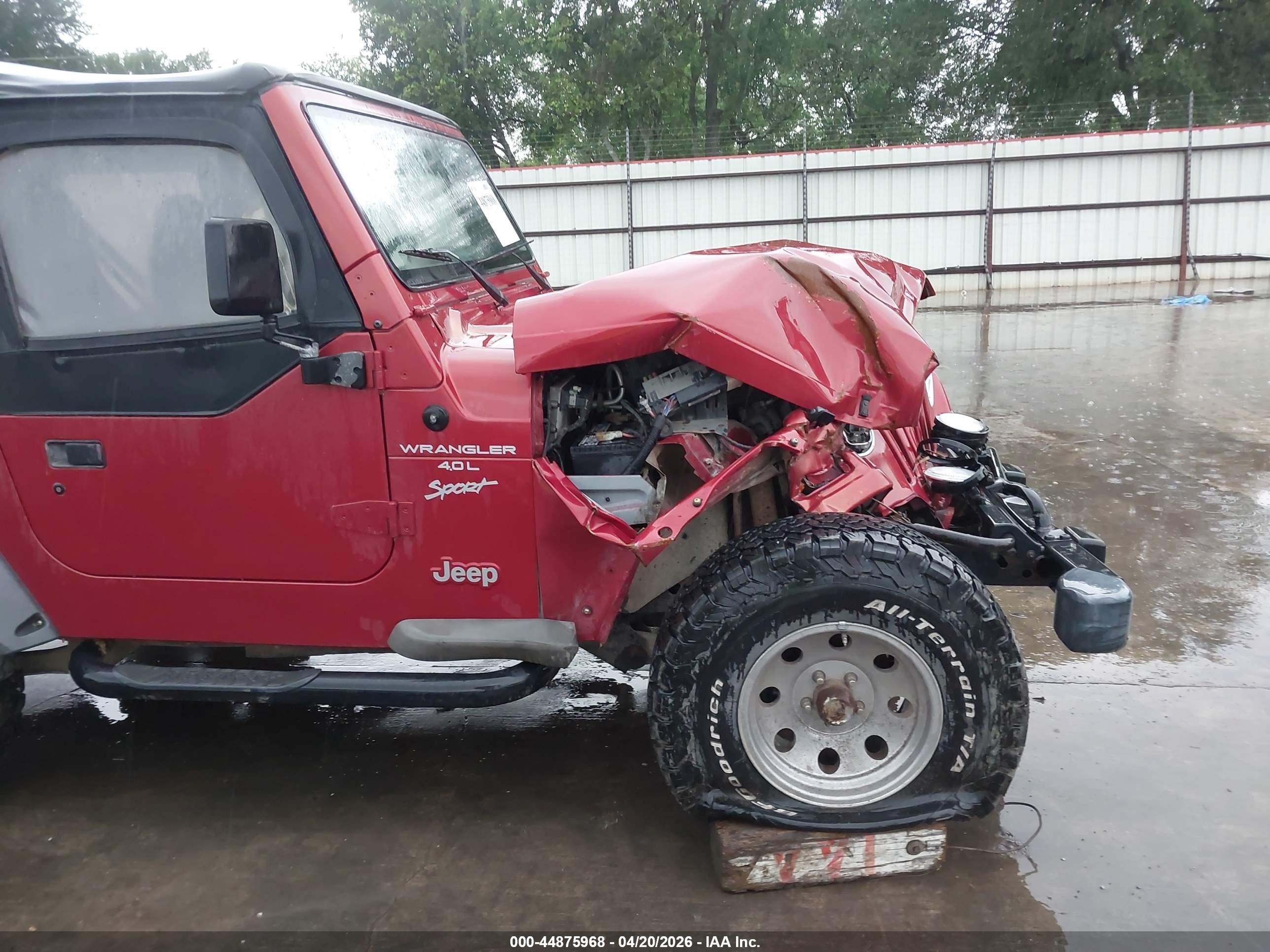 1999 Jeep Wrangler Sport Red vin: 1J4FY19S5XP491335