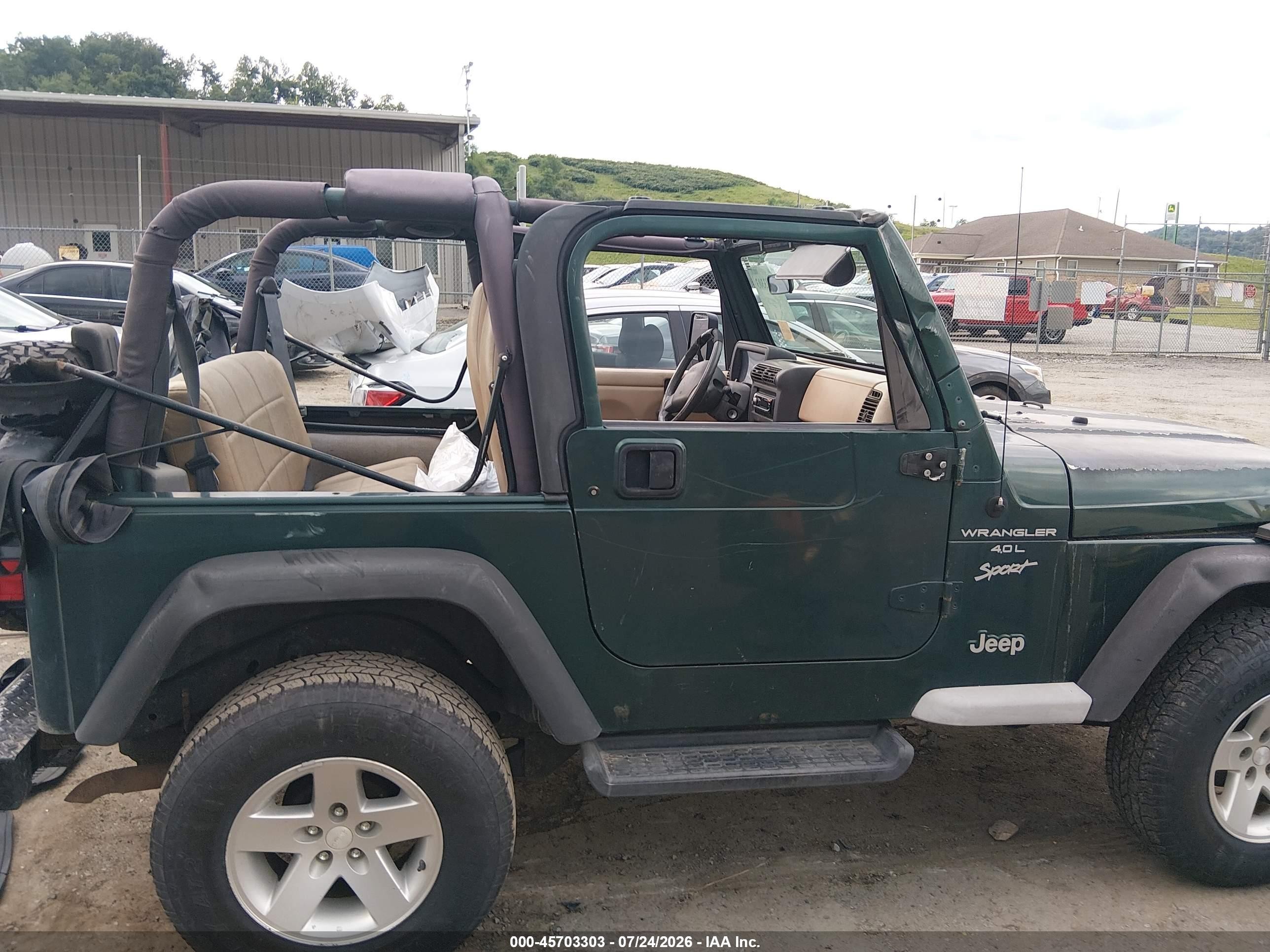 1999 Jeep Wrangler Sport Green vin: 1J4FY19S5XP492999