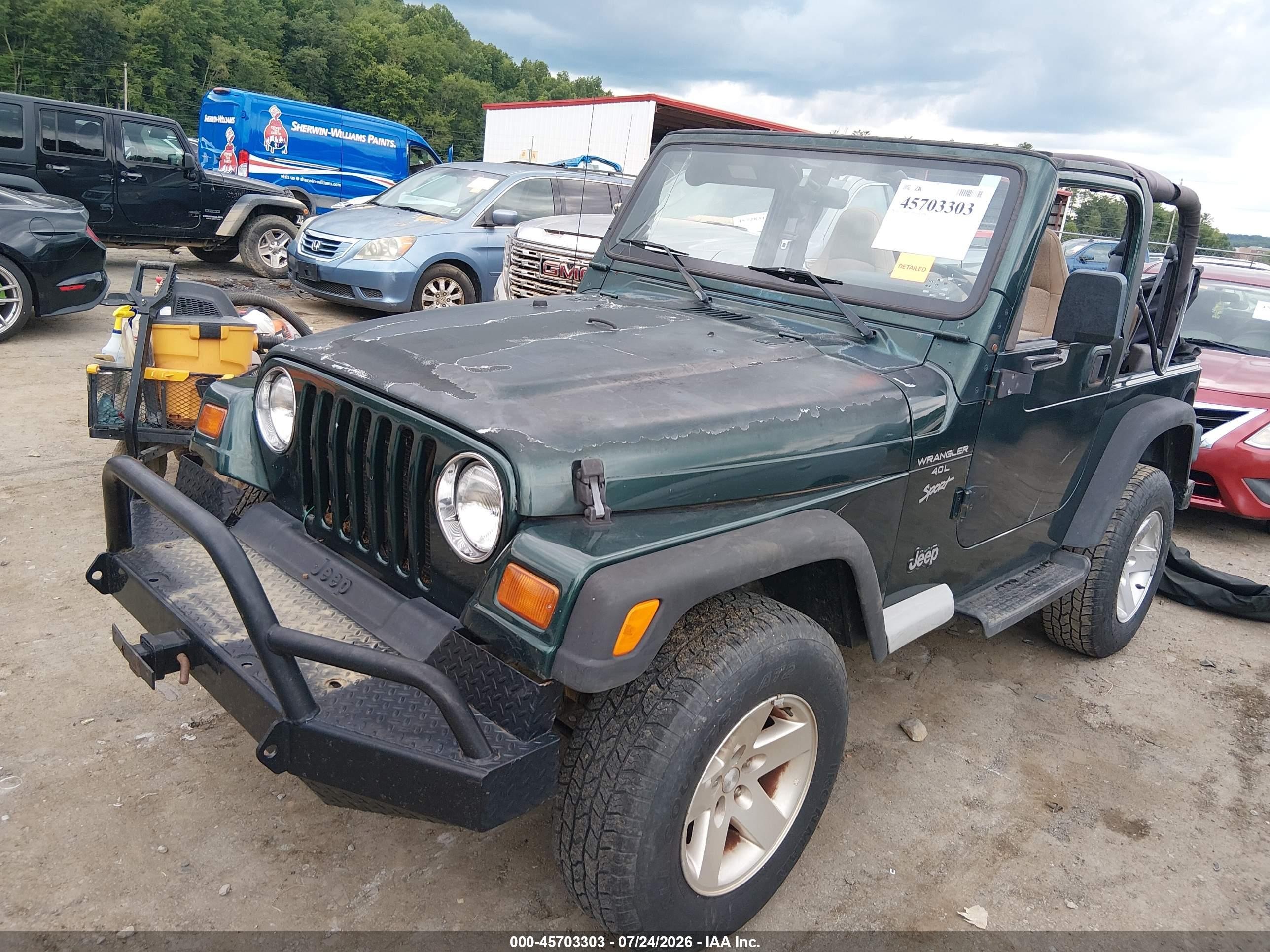 1999 Jeep Wrangler Sport Green vin: 1J4FY19S5XP492999