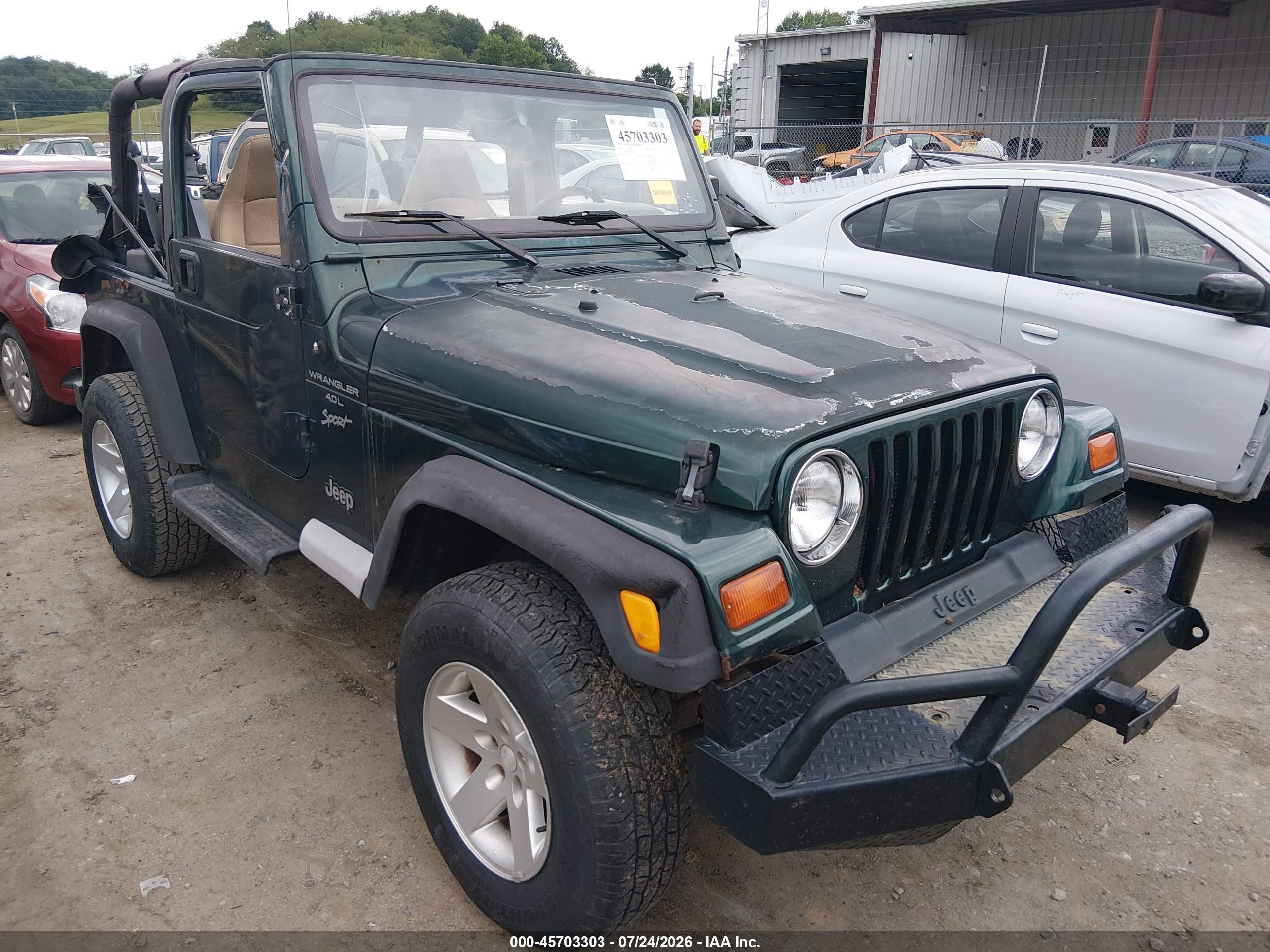 1999 Jeep Wrangler Sport Green vin: 1J4FY19S5XP492999