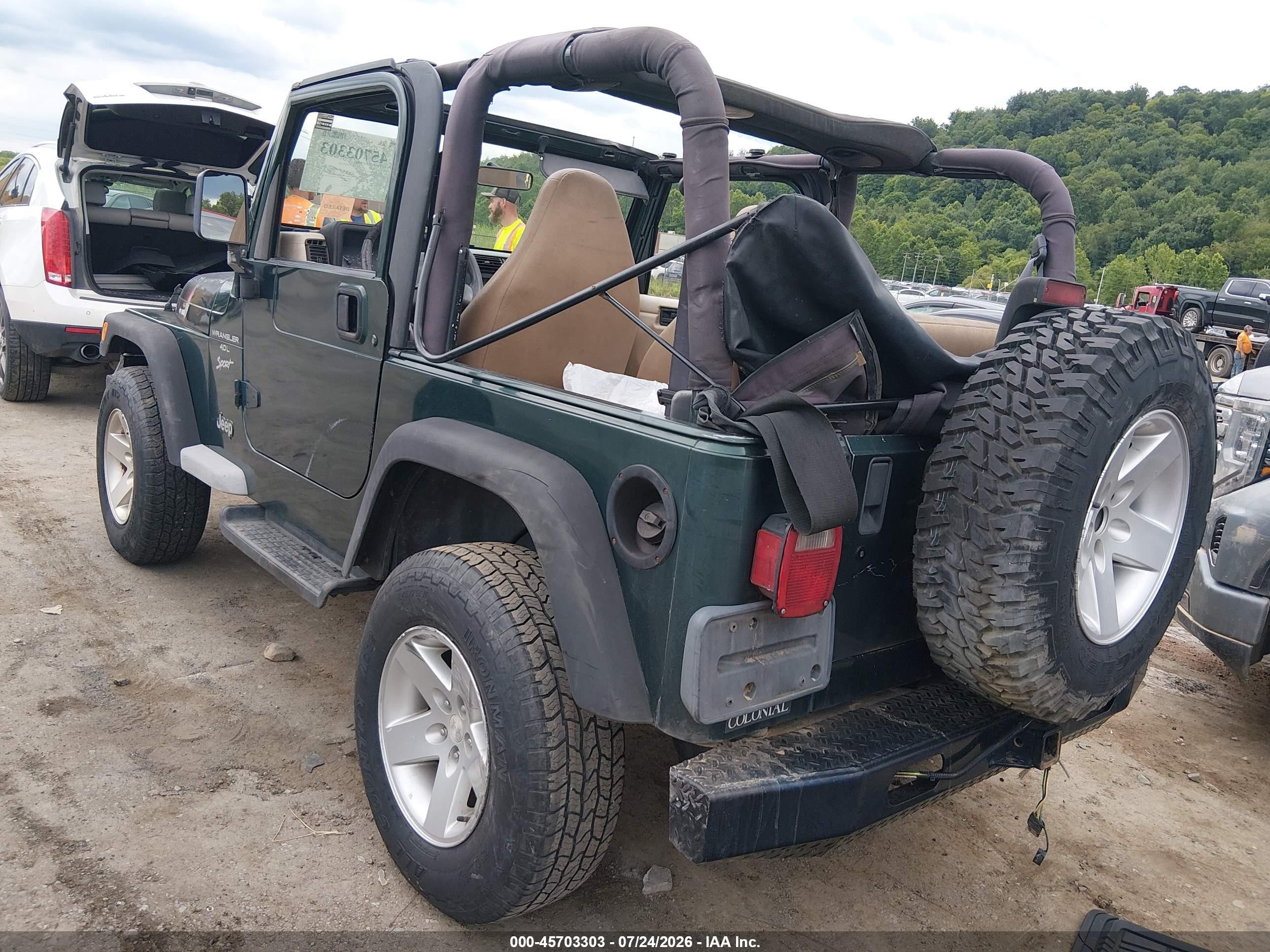 1999 Jeep Wrangler Sport Green vin: 1J4FY19S5XP492999