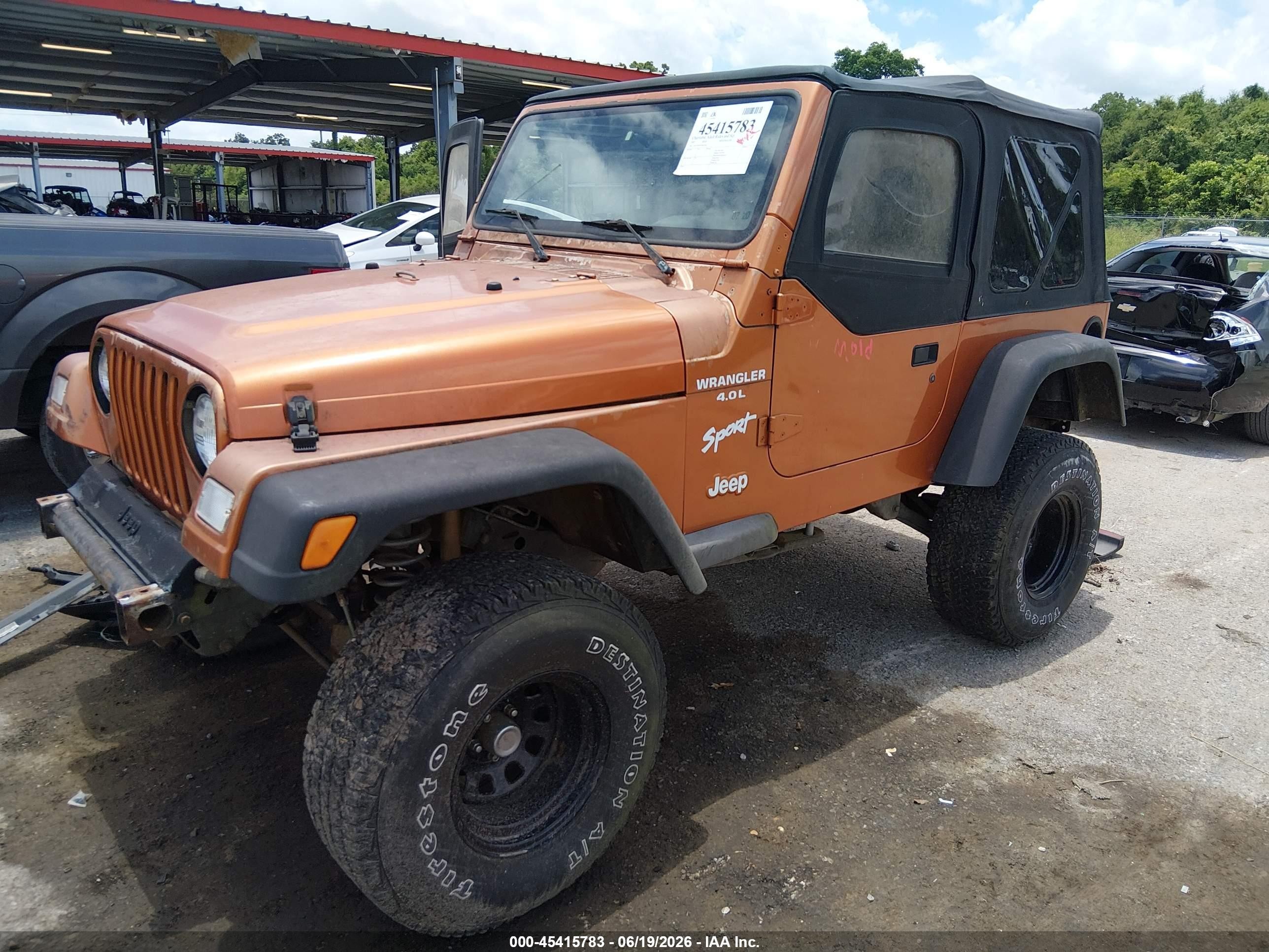 1997 Jeep Wrangler Sport Orange vin: 1J4FY19S7VP441369