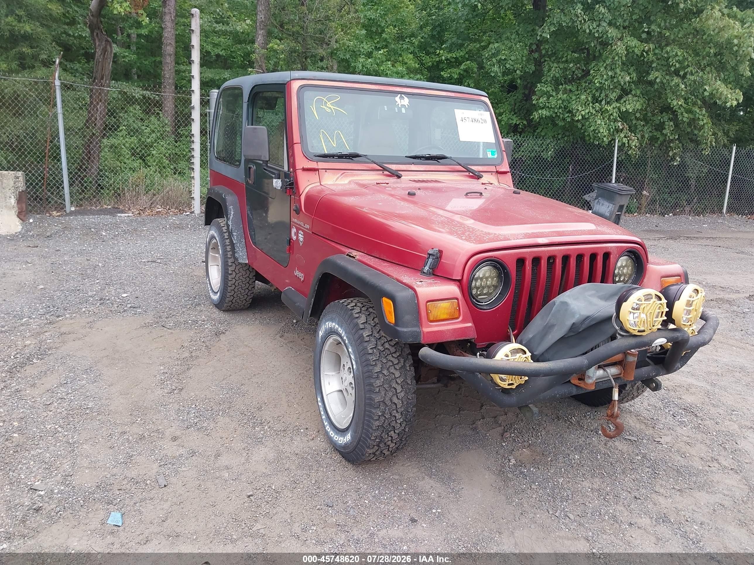 1999 Jeep Wrangler Sport Red vin: 1J4FY19S7XP454786