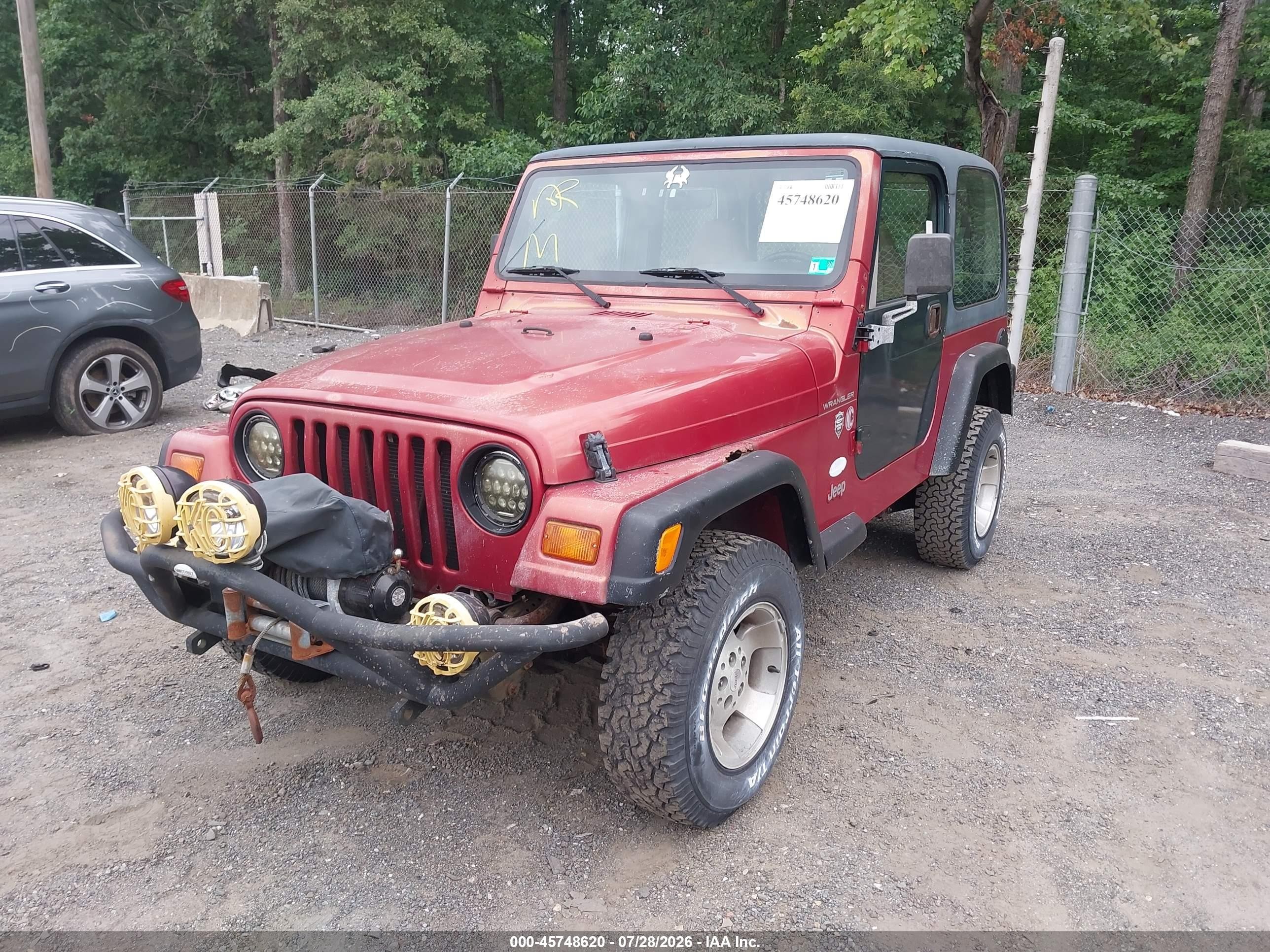 1999 Jeep Wrangler Sport Red vin: 1J4FY19S7XP454786