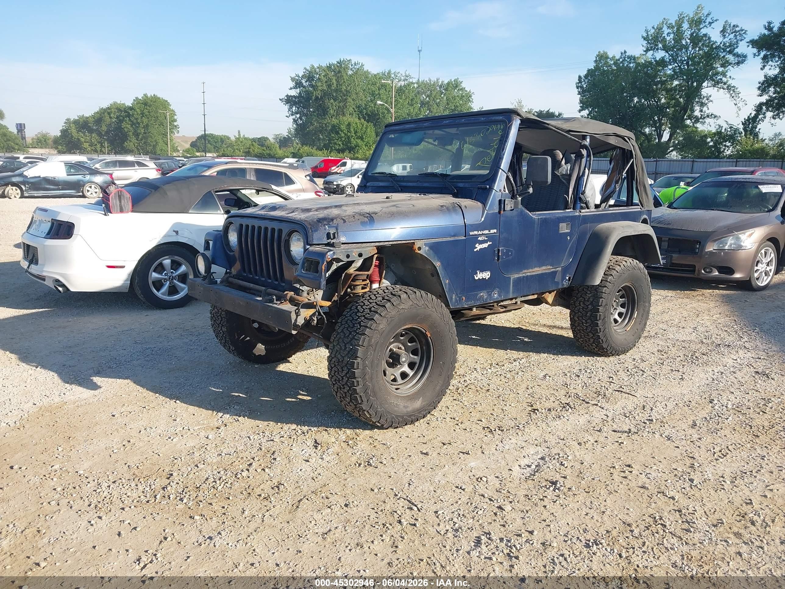 1997 Jeep Wrangler Sport Blue vin: 1J4FY19S8VP445544
