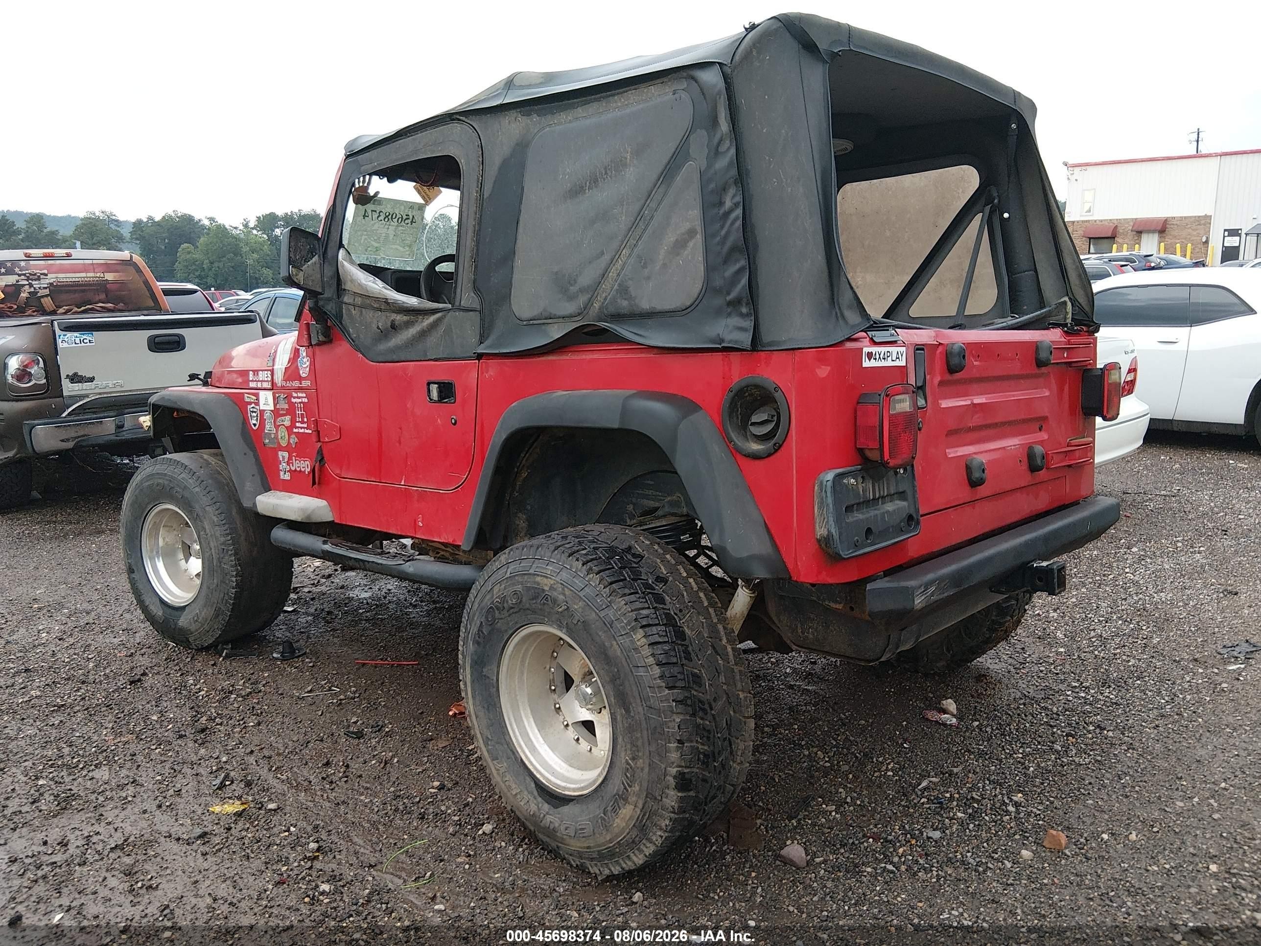 1997 Jeep Wrangler Se Red vin: 1J4FY29P1VP438839
