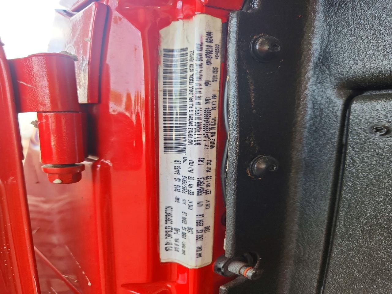 1999 Jeep Wrangler / Tj Se Red vin: 1J4FY29P2XP400264