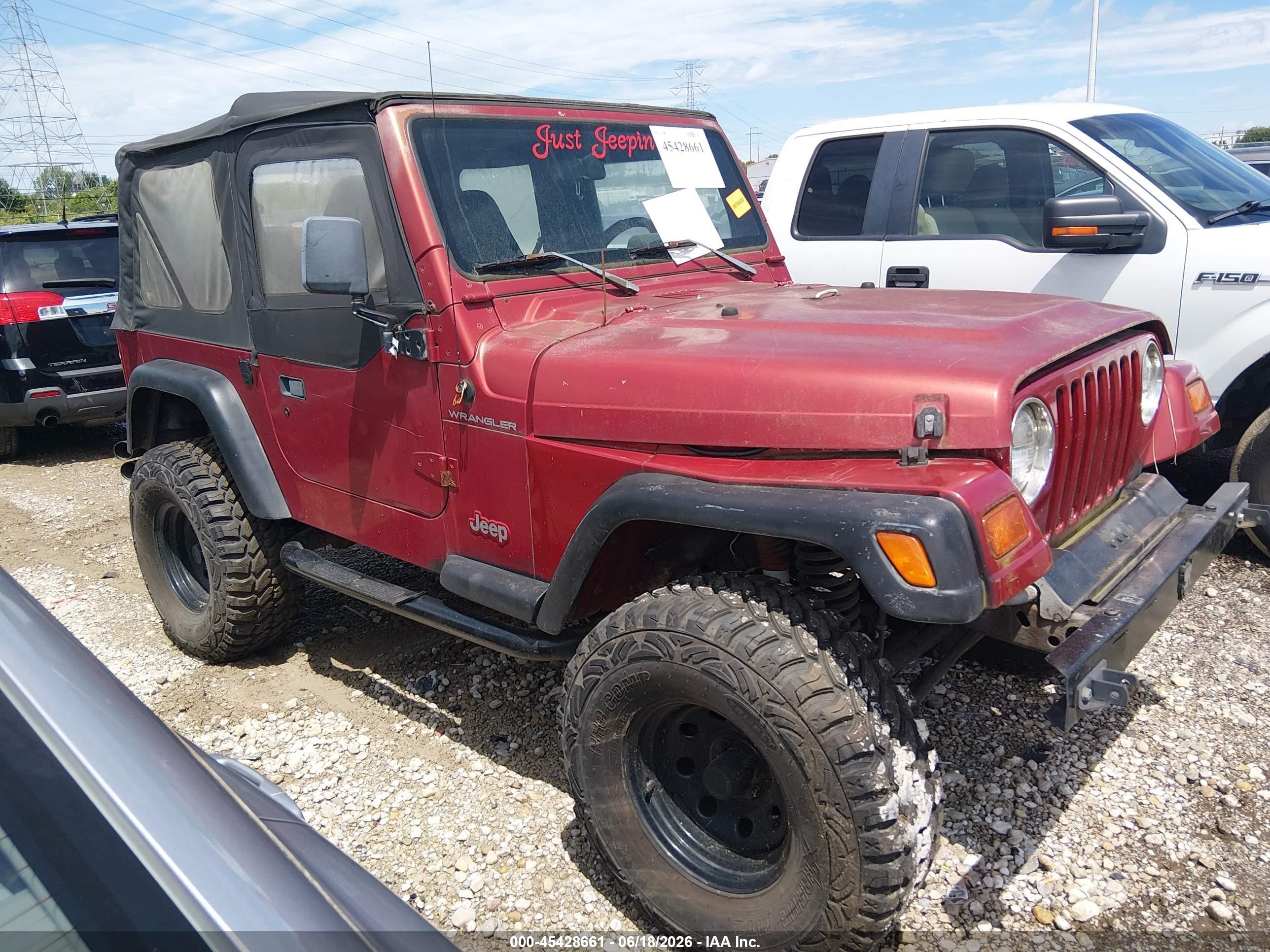 1998 Jeep Wrangler Se Burgundy vin: 1J4FY29P4WP793148