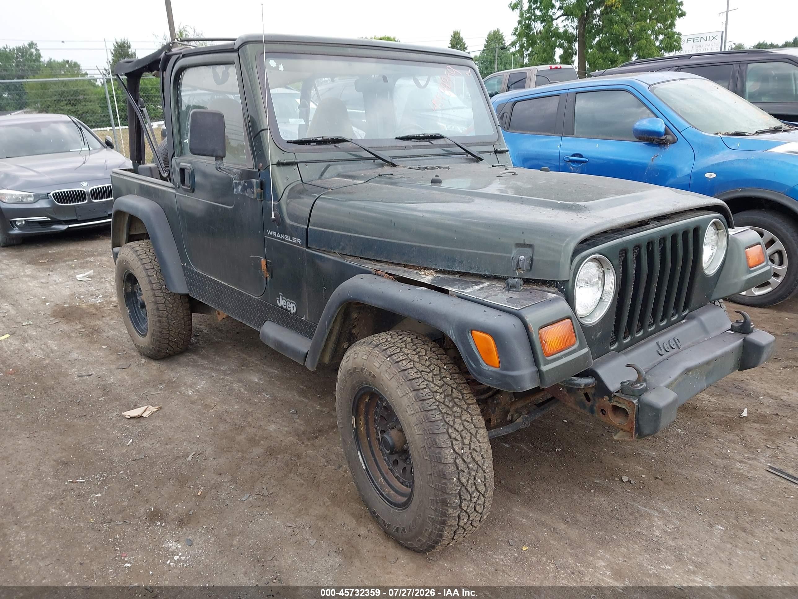 1998 Jeep Wrangler Se Green vin: 1J4FY29P5WP783499