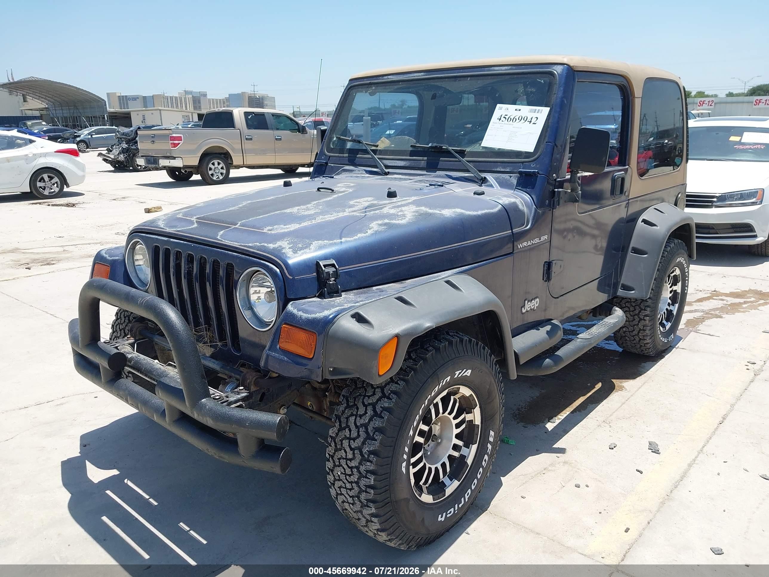 1997 Jeep Wrangler Se Dark Blue vin: 1J4FY29P6VP415637