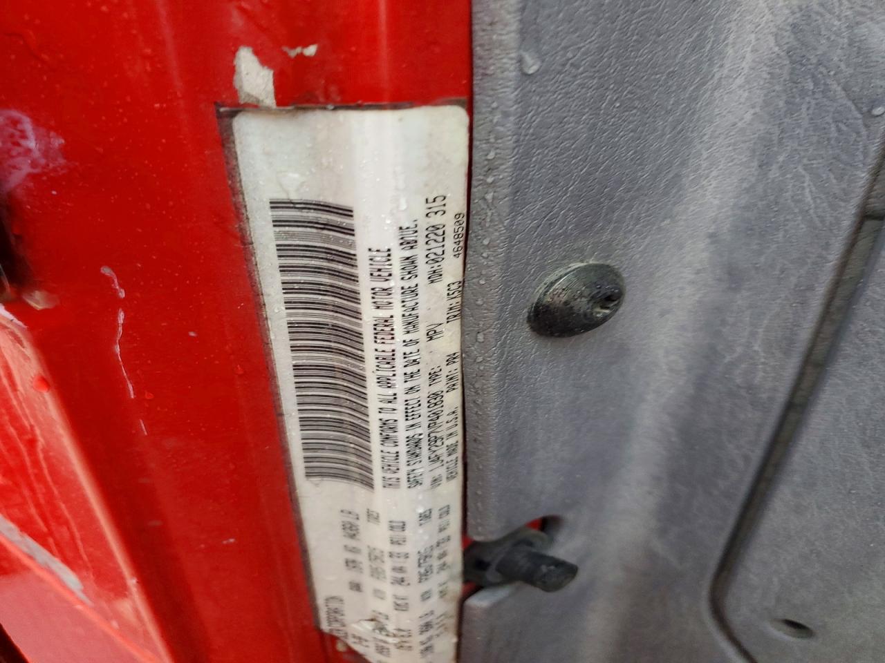 1997 Jeep Wrangler / Tj Se Red vin: 1J4FY29P7VP401830