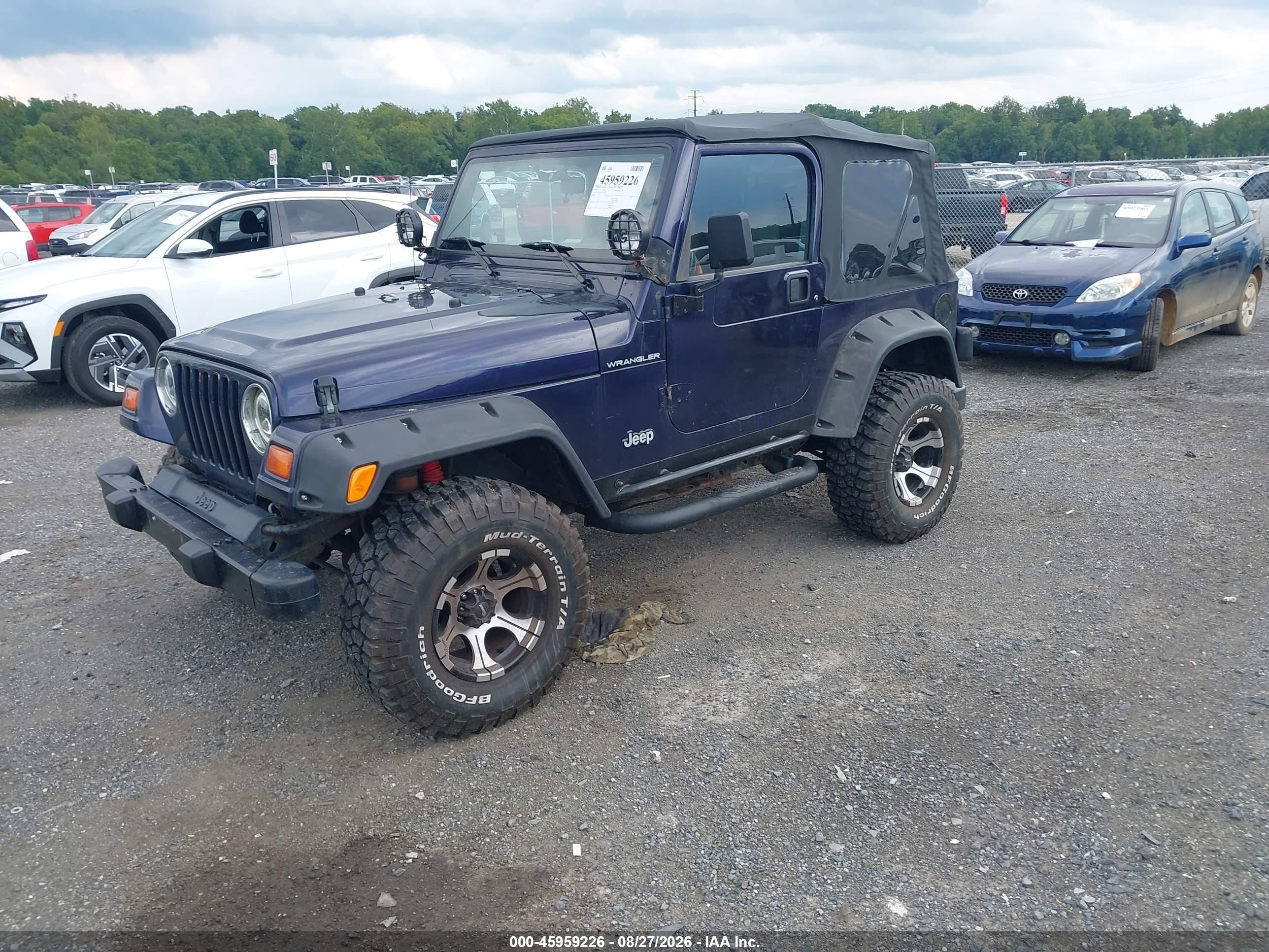 1998 Jeep Wrangler Se Blue vin: 1J4FY29P7WP794925