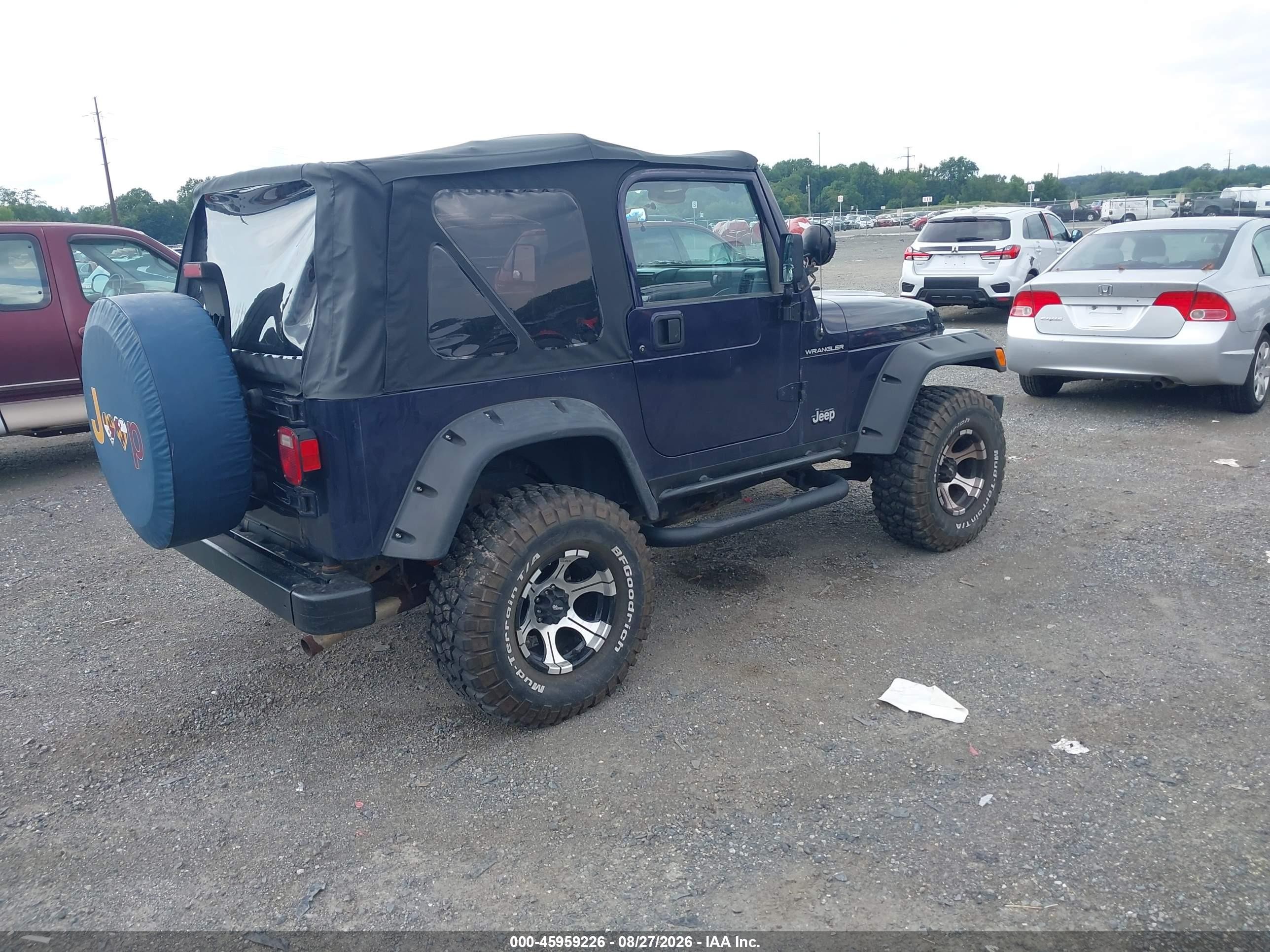 1998 Jeep Wrangler Se Blue vin: 1J4FY29P7WP794925