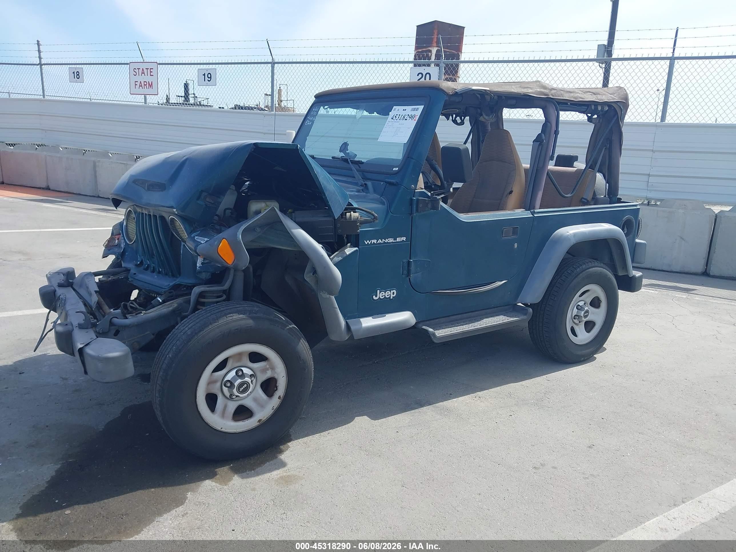 1998 Jeep Wrangler Se Green vin: 1J4FY29P9WP777429