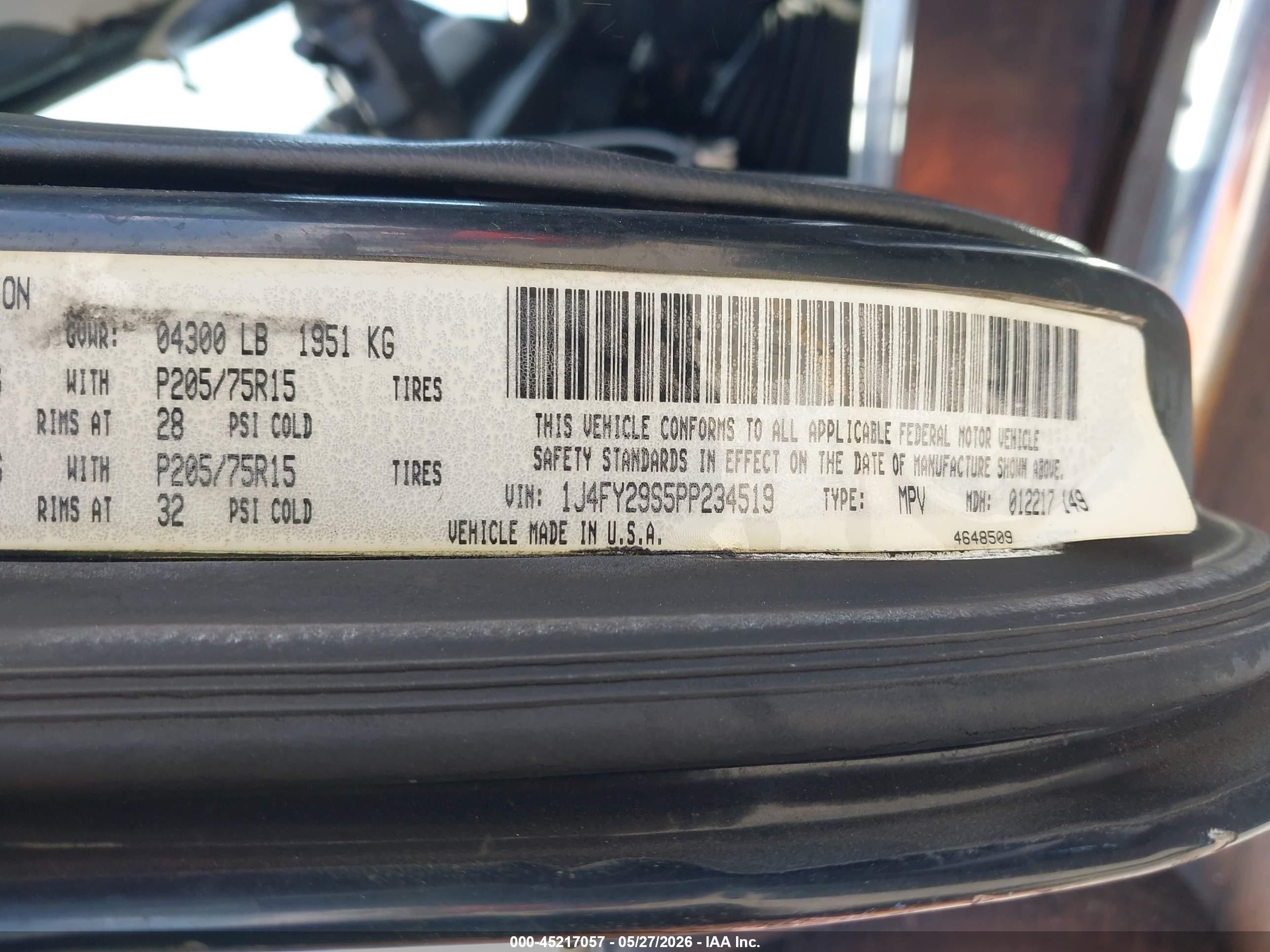 1993 Jeep Wrangler / Yj   Black vin: 1J4FY29S5PP234519