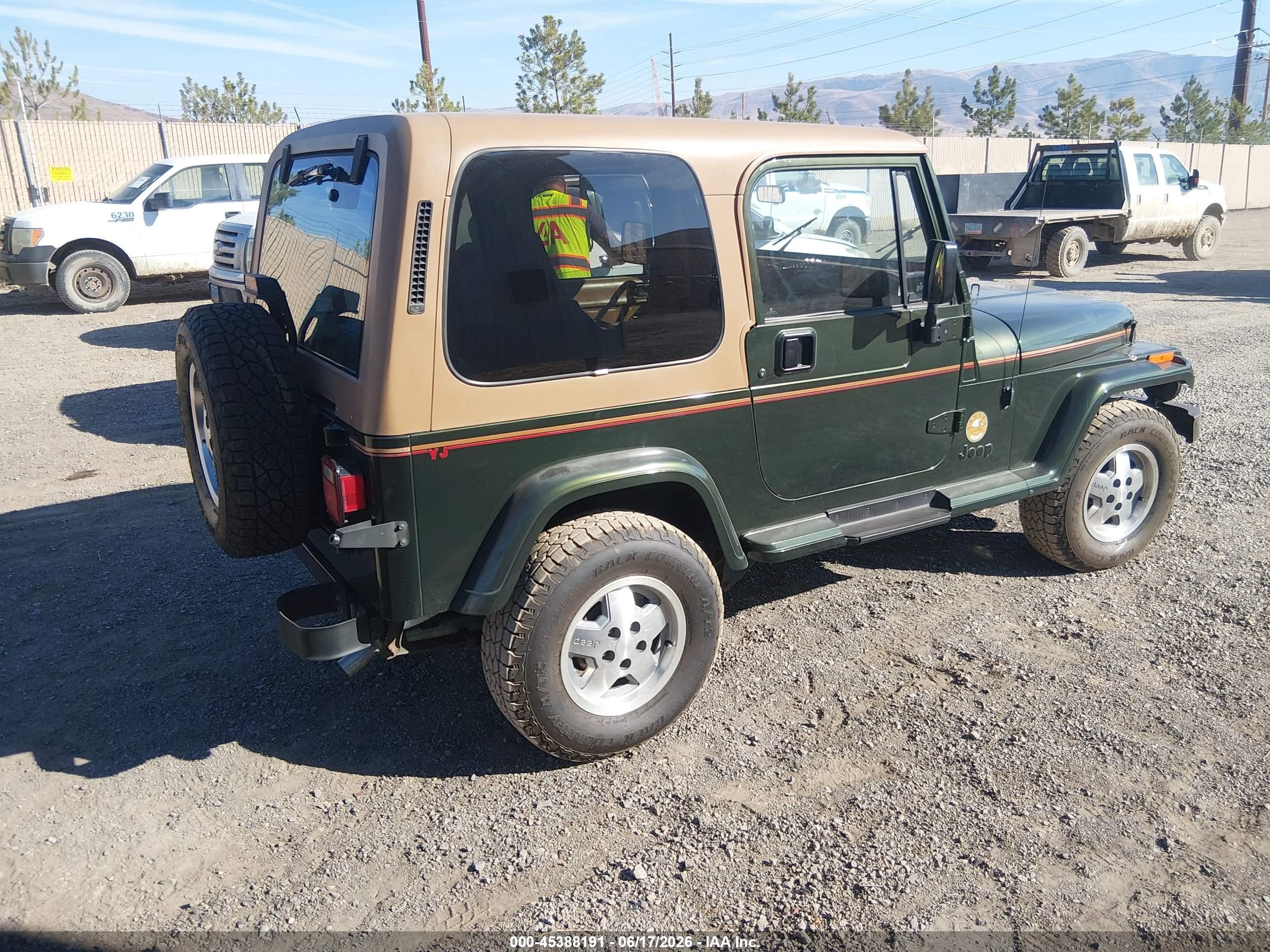 1995 Jeep Wrangler / Yj Sahara Green vin: 1J4FY49S0SP272650