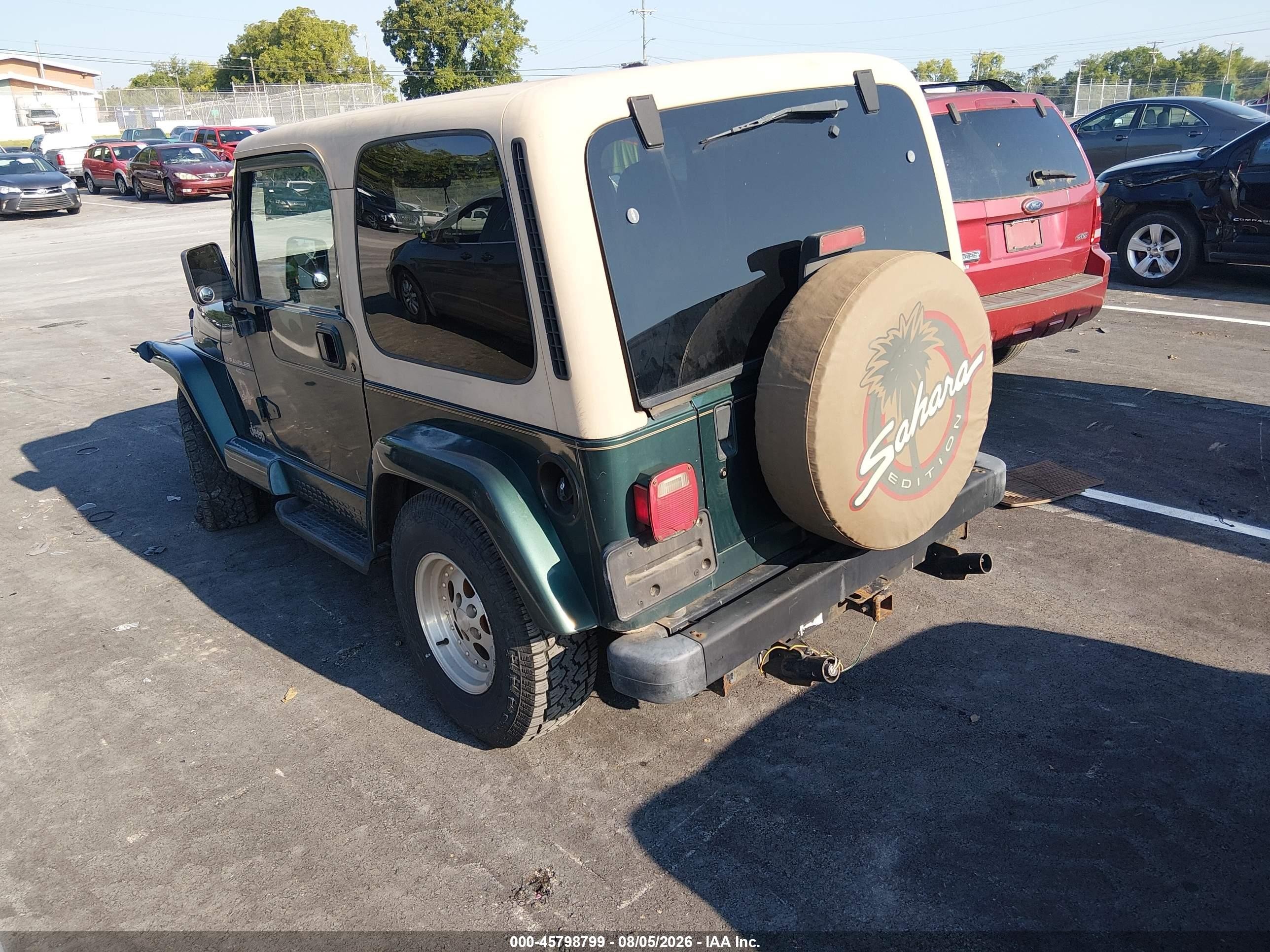 1999 Jeep Wrangler Sahara Green vin: 1J4FY49S7XP431347
