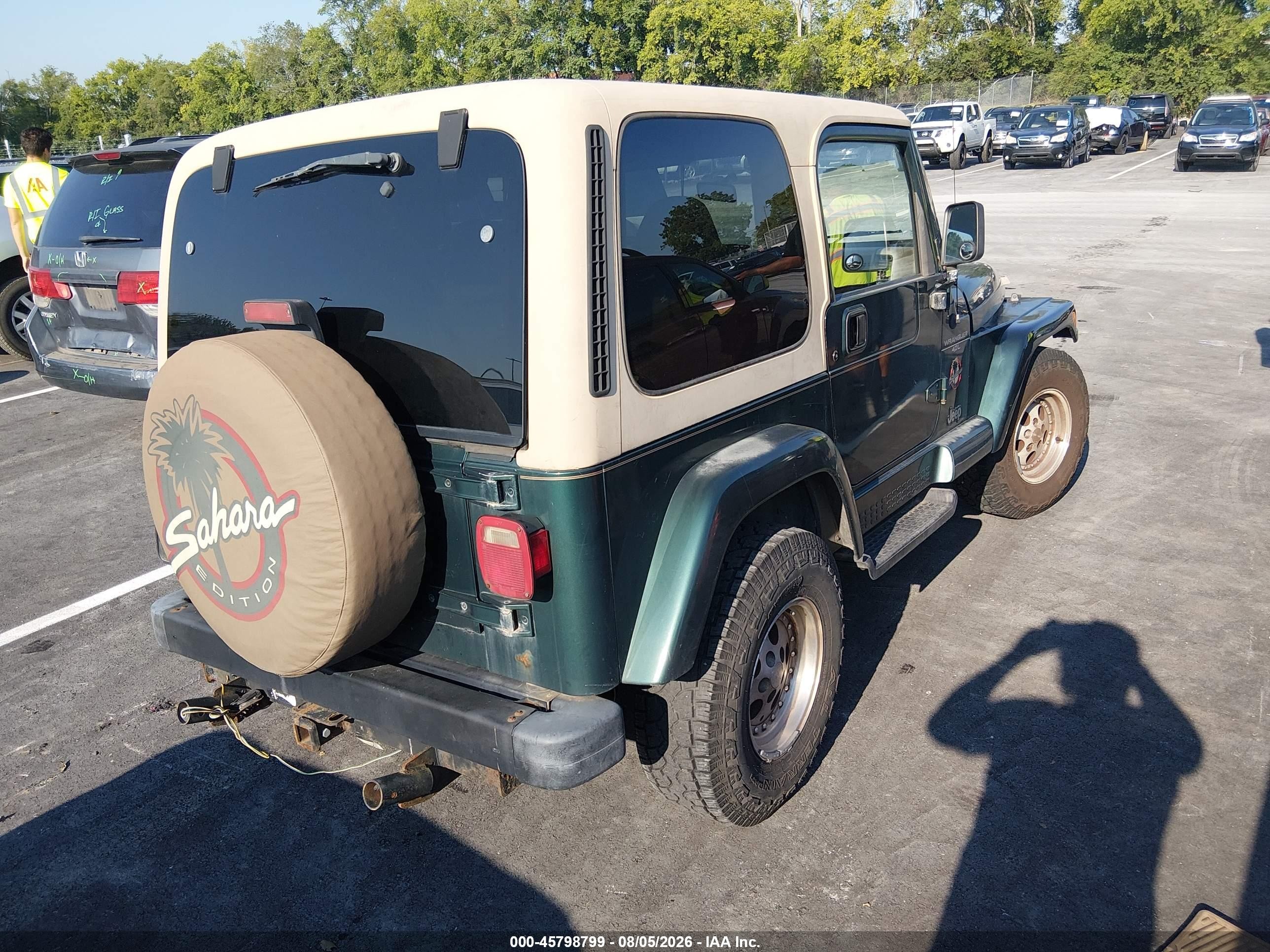 1999 Jeep Wrangler Sahara Green vin: 1J4FY49S7XP431347
