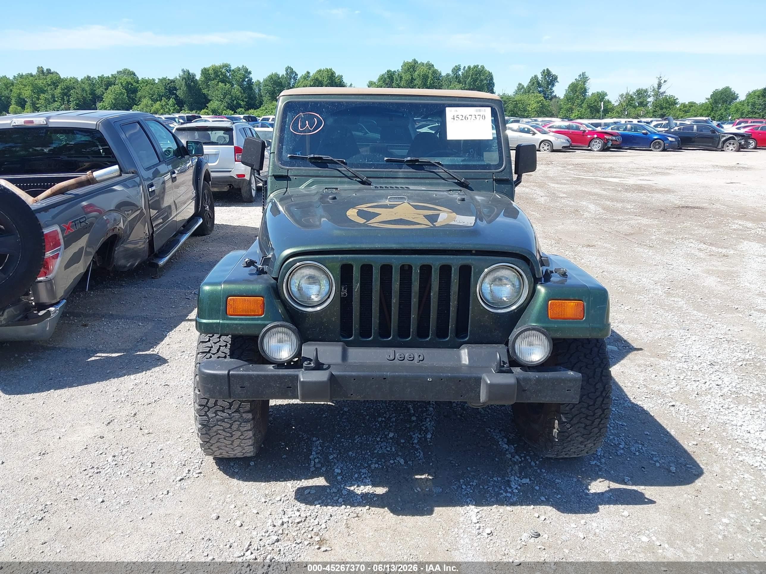 1998 Jeep Wrangler Sahara Green vin: 1J4FY49S8WP789183