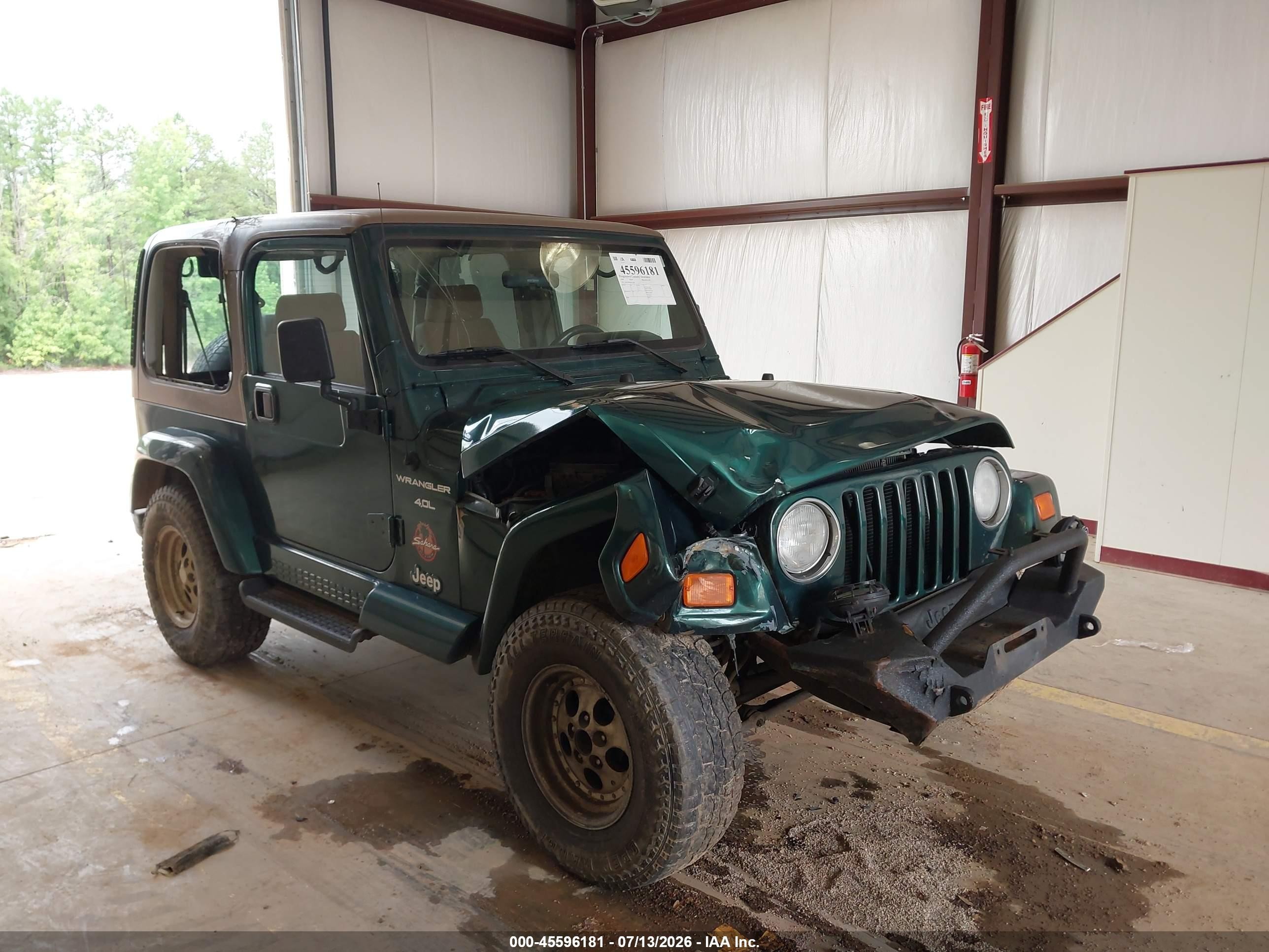 1999 Jeep Wrangler Sahara Green vin: 1J4FY49S8XP411284