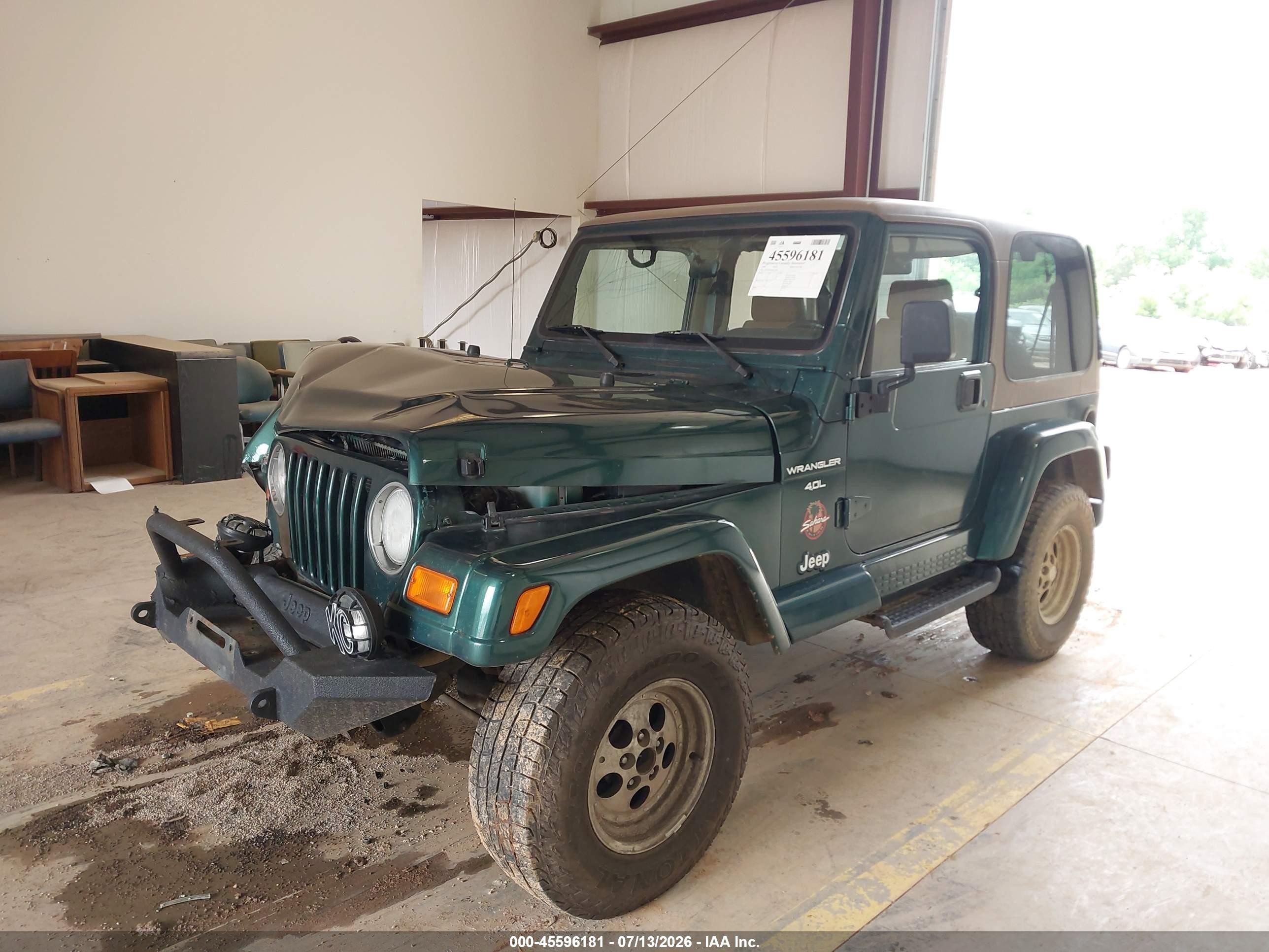 1999 Jeep Wrangler Sahara Green vin: 1J4FY49S8XP411284