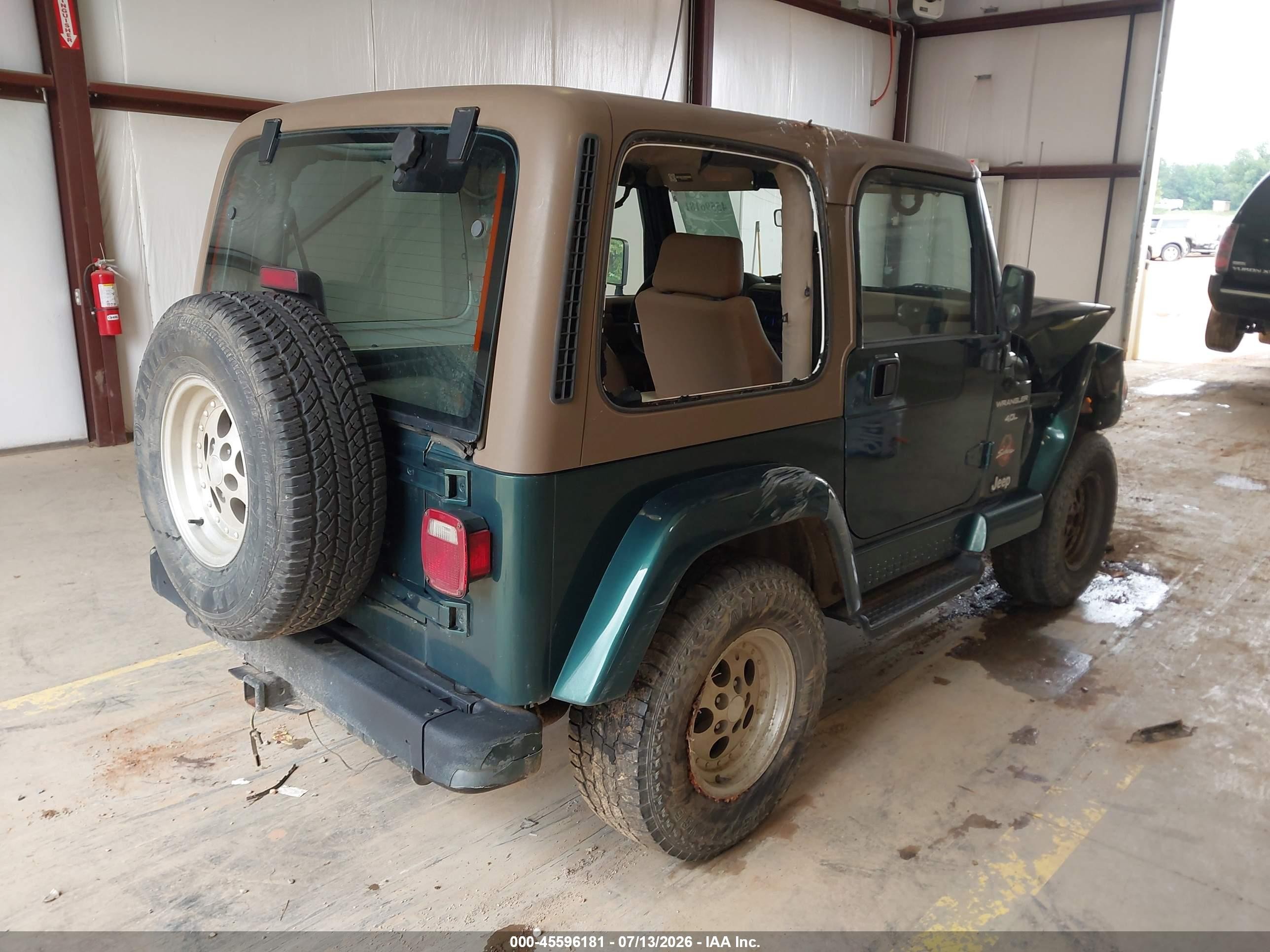 1999 Jeep Wrangler Sahara Green vin: 1J4FY49S8XP411284