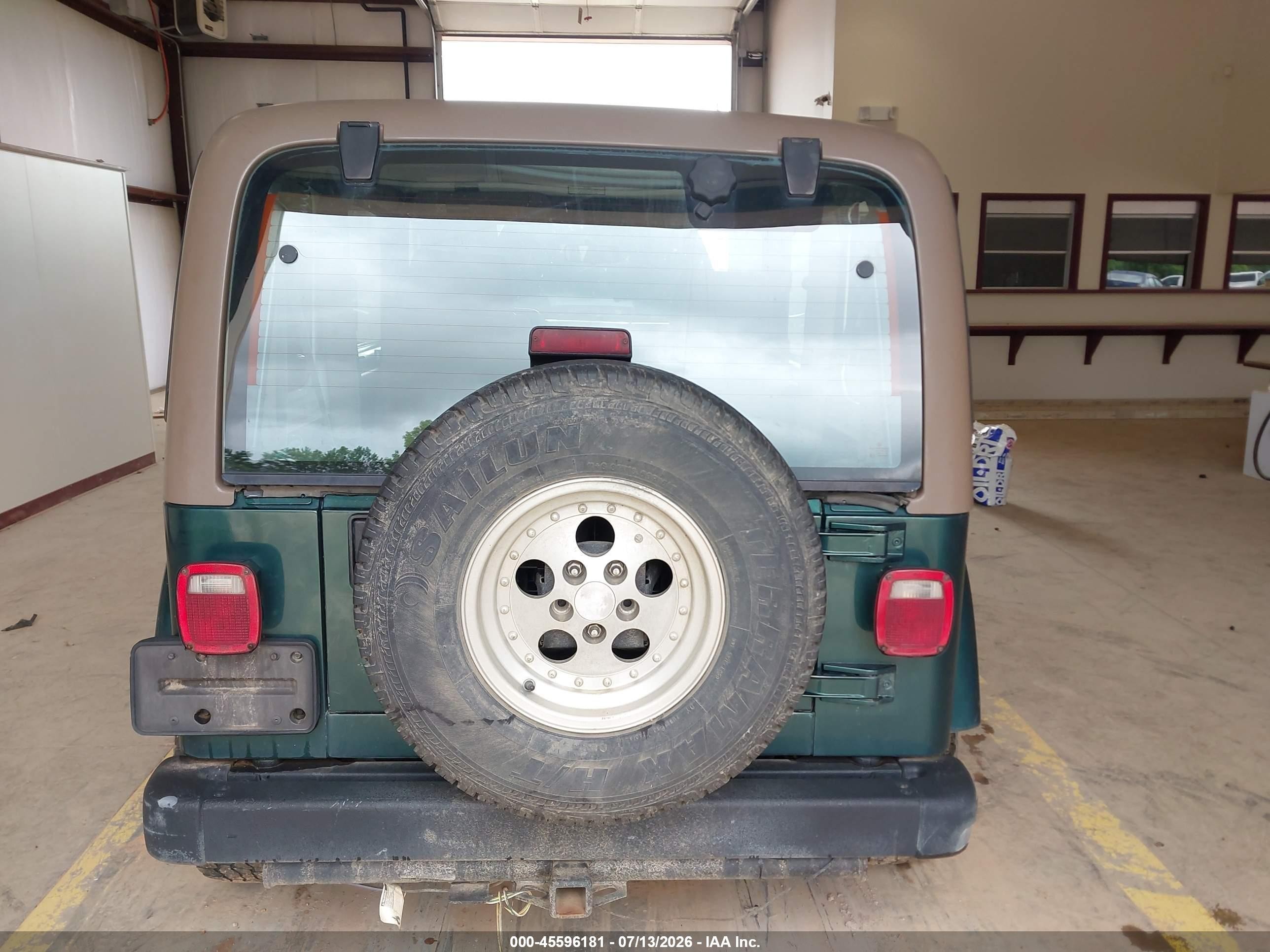 1999 Jeep Wrangler Sahara Green vin: 1J4FY49S8XP411284