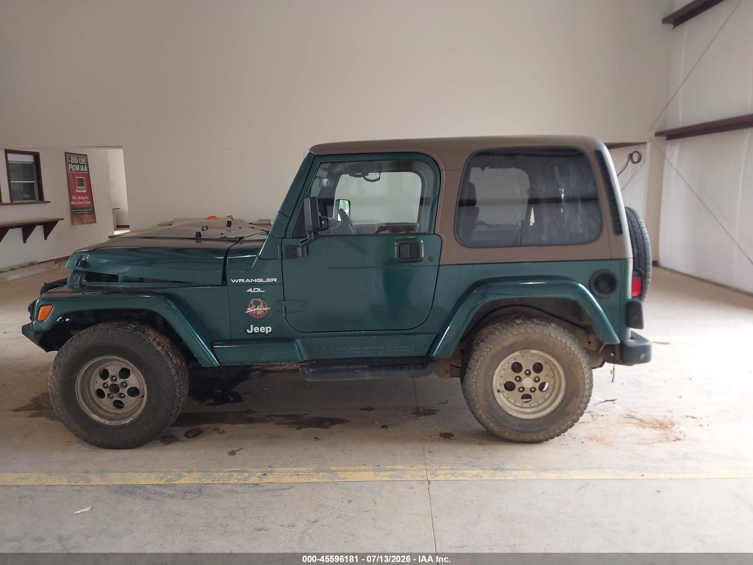 1999 Jeep Wrangler Sahara Green vin: 1J4FY49S8XP411284