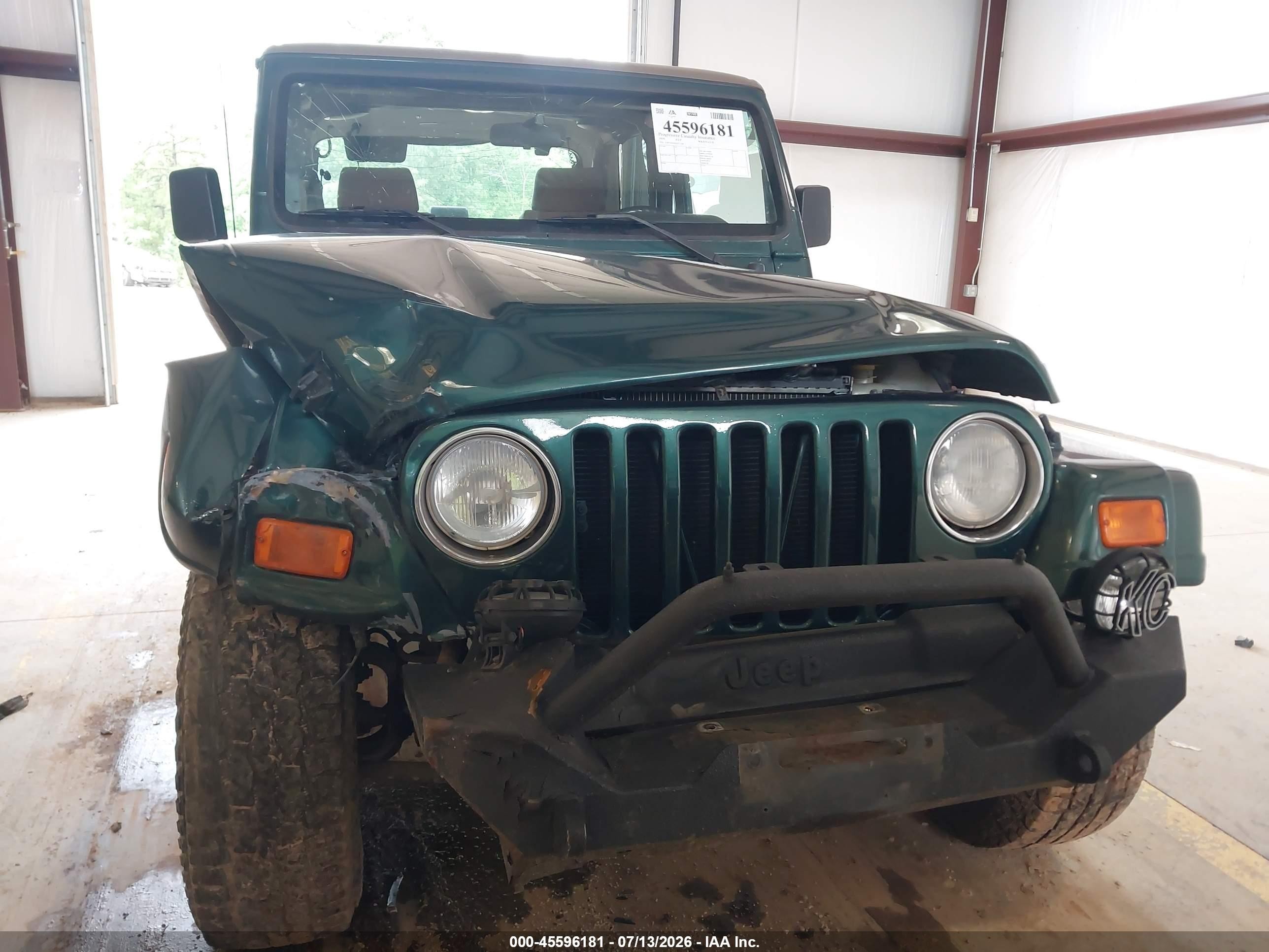 1999 Jeep Wrangler Sahara Green vin: 1J4FY49S8XP411284