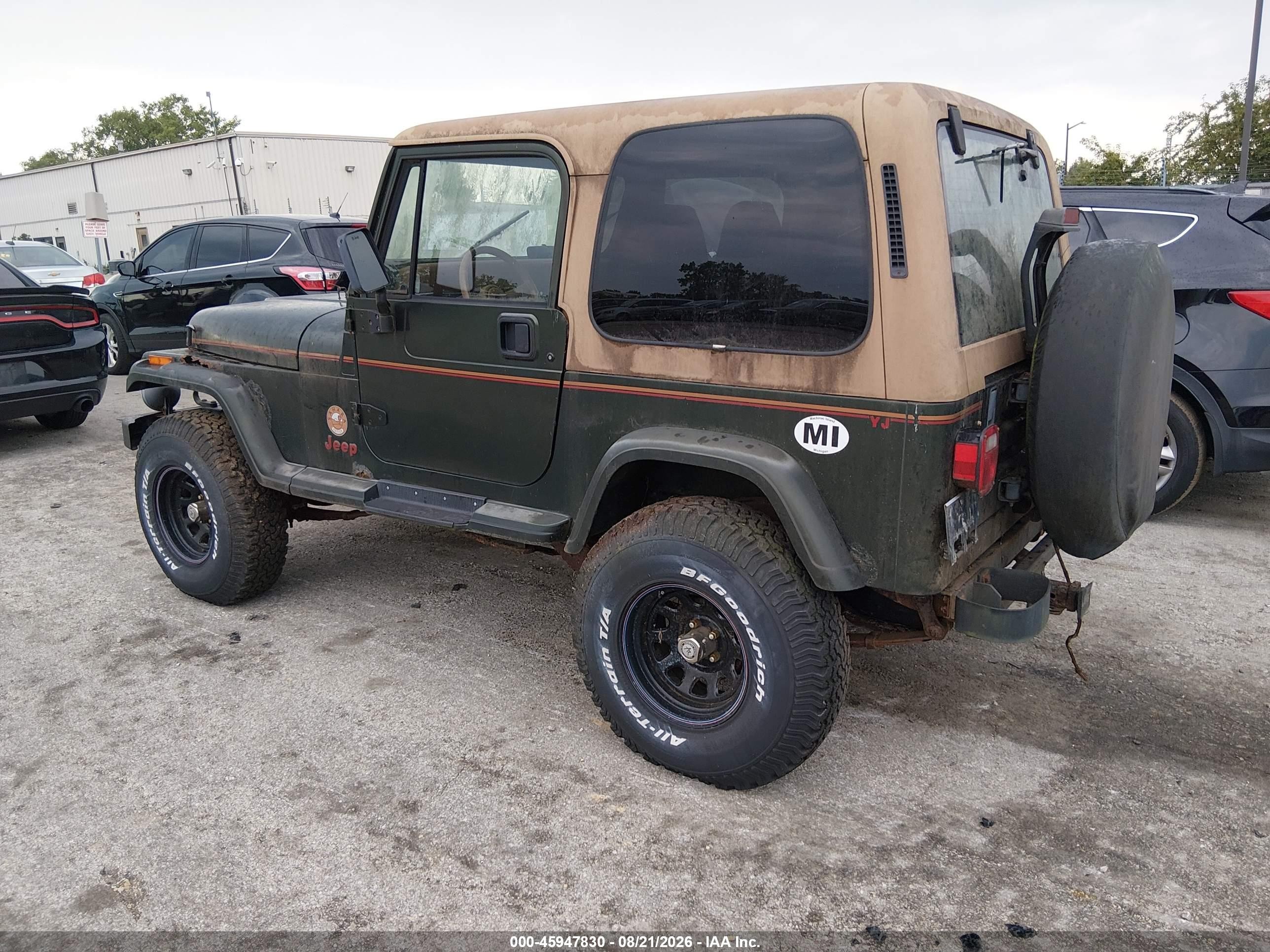 1995 Jeep Wrangler / Yj Sahara Зеленый vin: 1J4FY49S9SP274963
