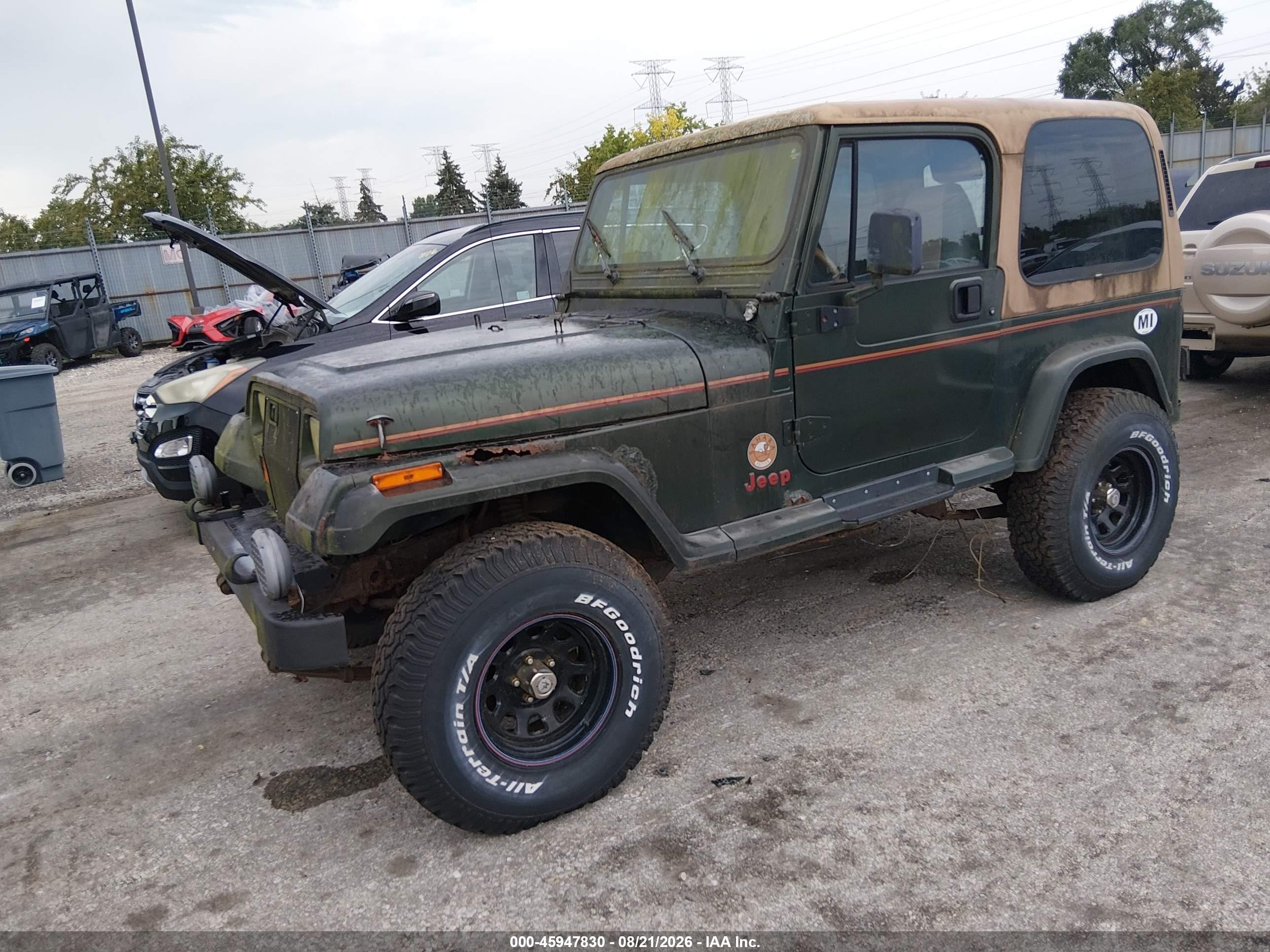 1995 Jeep Wrangler / Yj Sahara Зеленый vin: 1J4FY49S9SP274963
