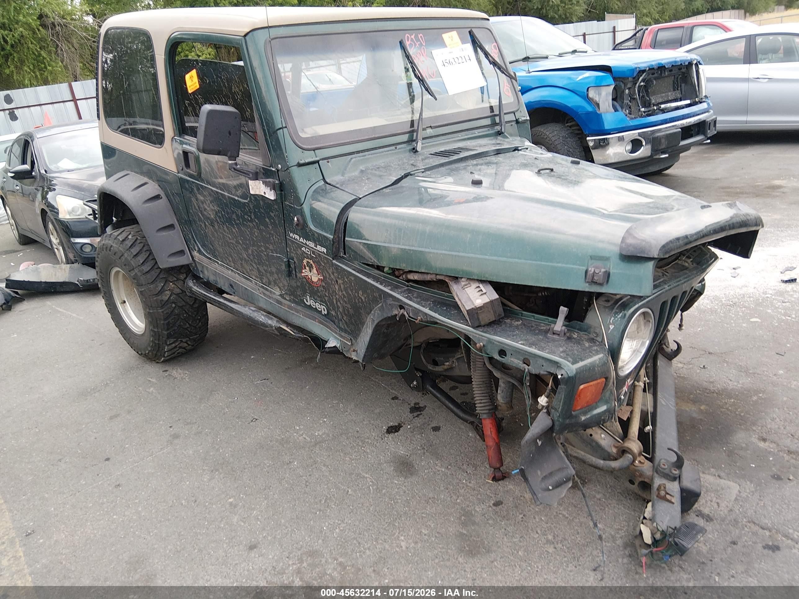 1999 Jeep Wrangler Sahara Green vin: 1J4FY49S9XP401783