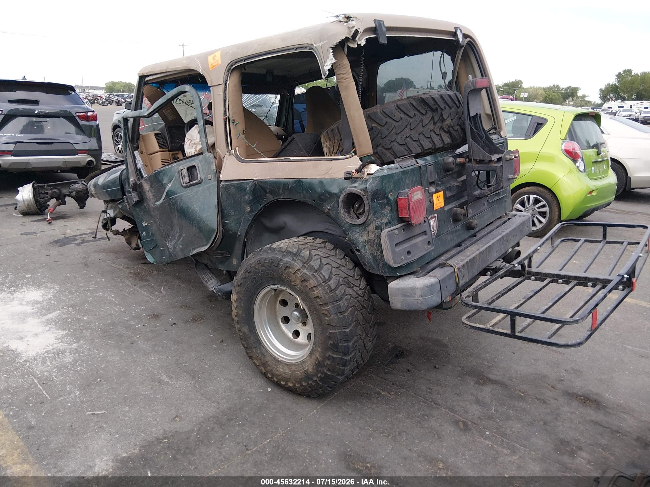 1999 Jeep Wrangler Sahara Green vin: 1J4FY49S9XP401783