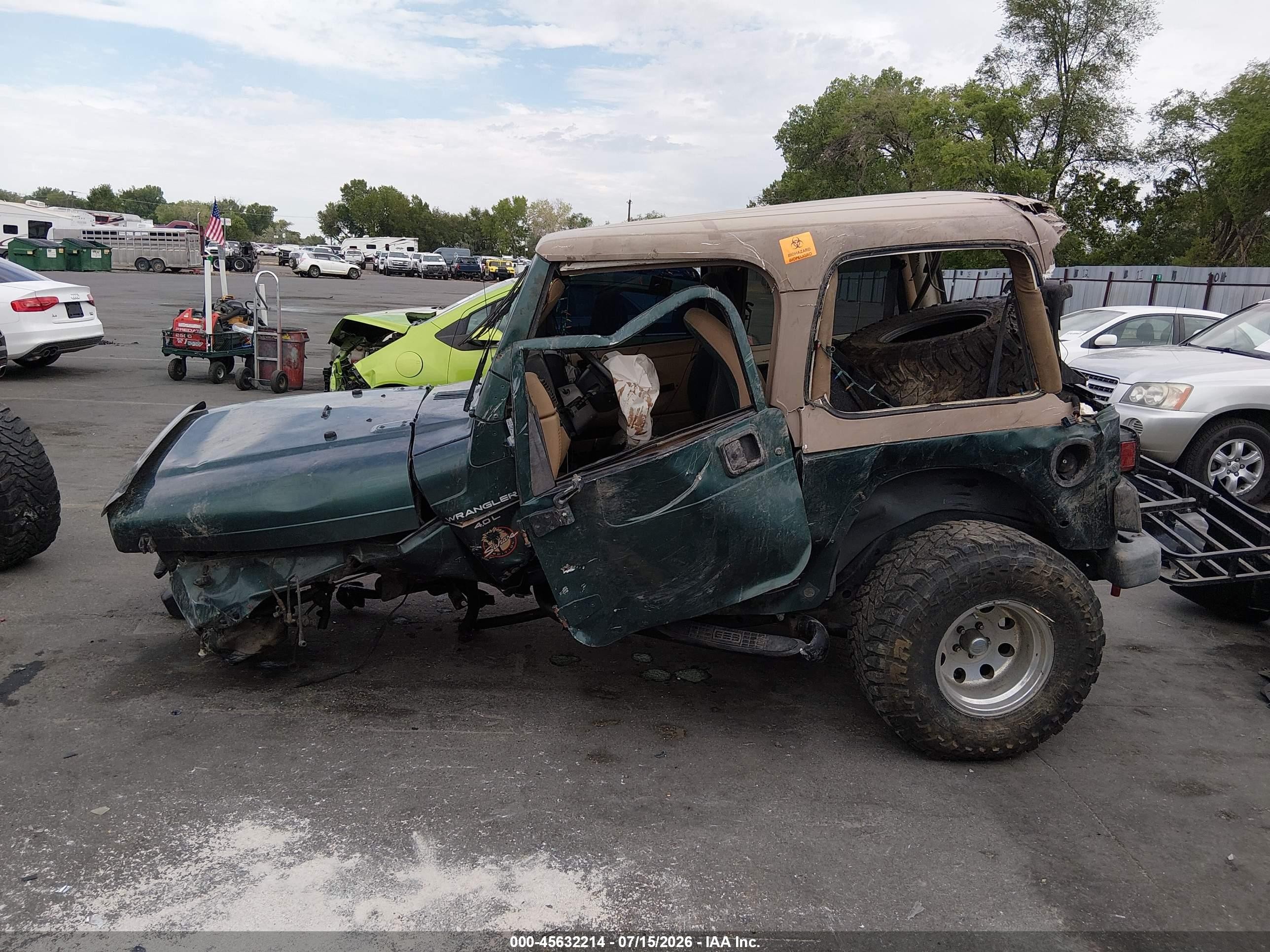 1999 Jeep Wrangler Sahara Green vin: 1J4FY49S9XP401783