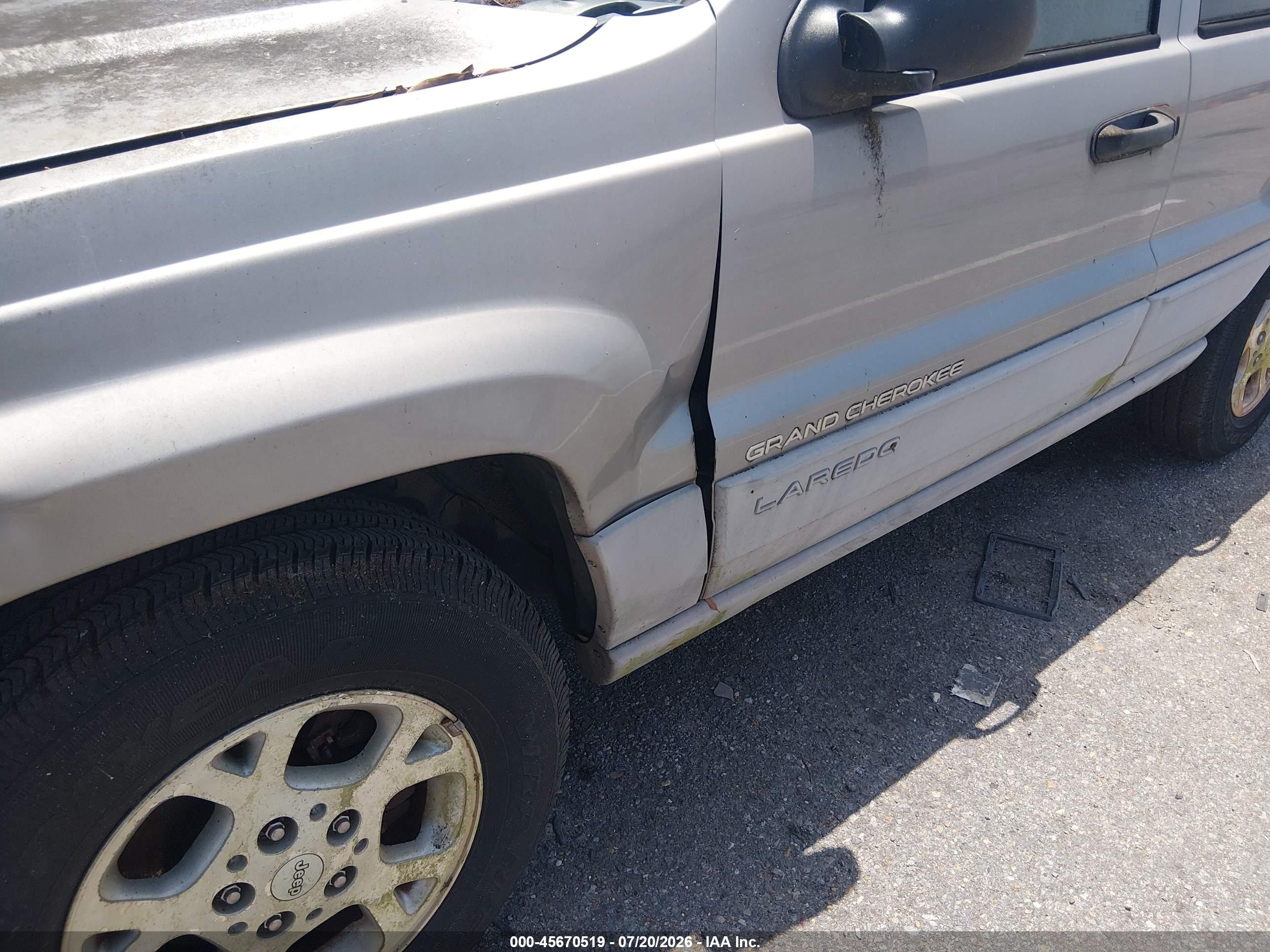 2000 Jeep Grand Cherokee Laredo Gray vin: 1J4G248S7YC412958