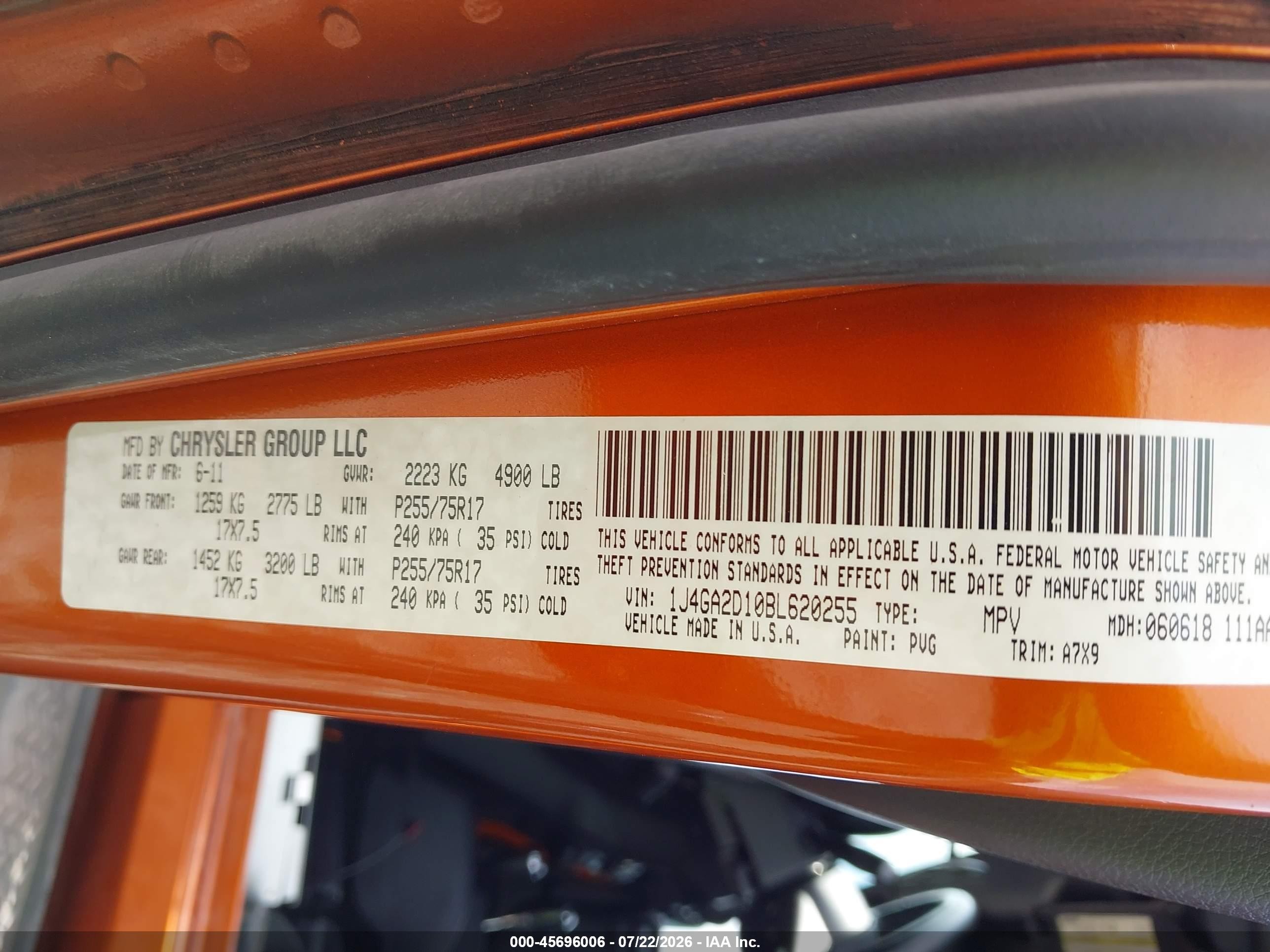 2011 Jeep Wrangler Sport Orange vin: 1J4GA2D10BL620255
