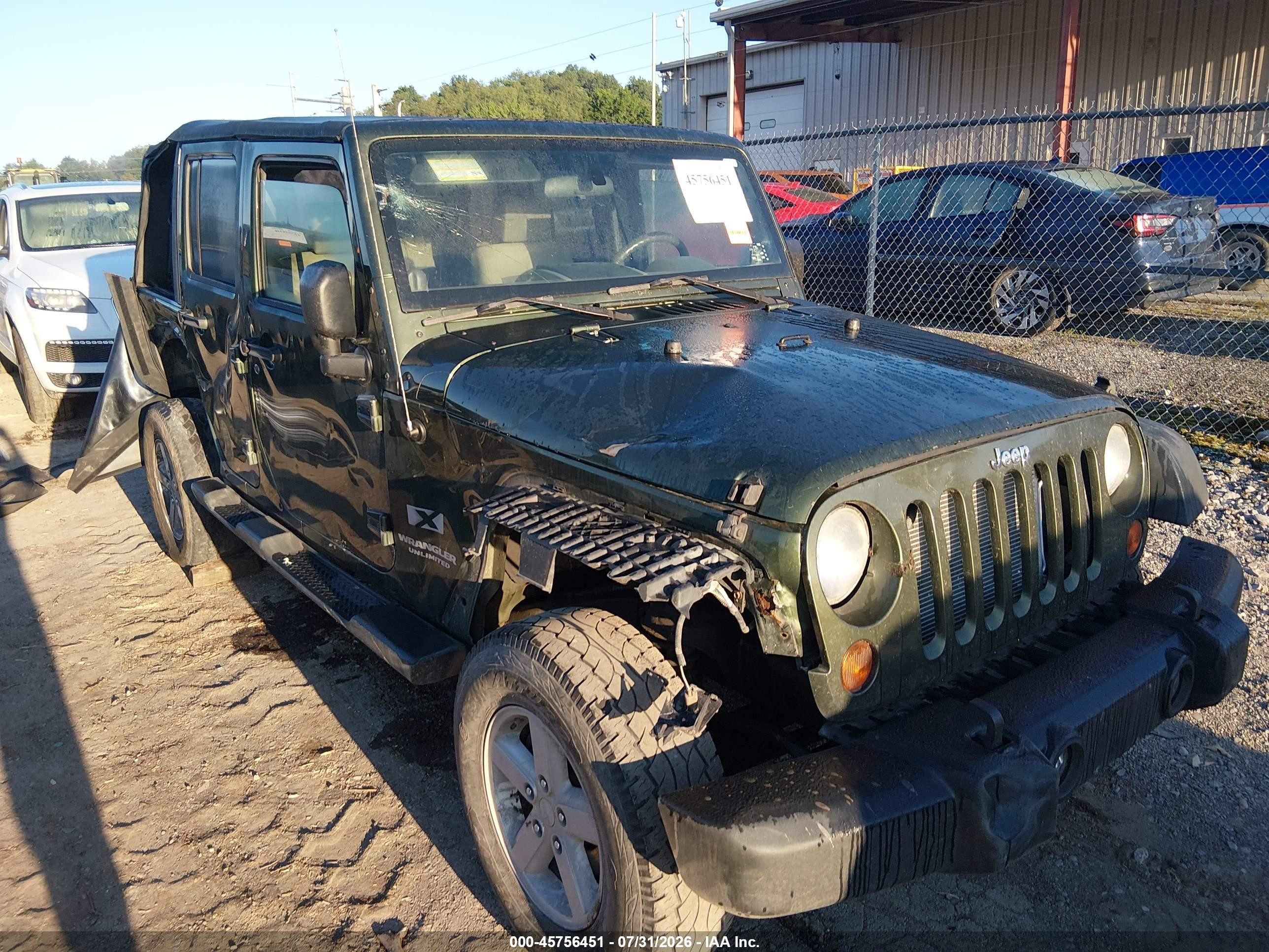 2008 Jeep Wrangler Unlimited X Green vin: 1J4GA39118L560252