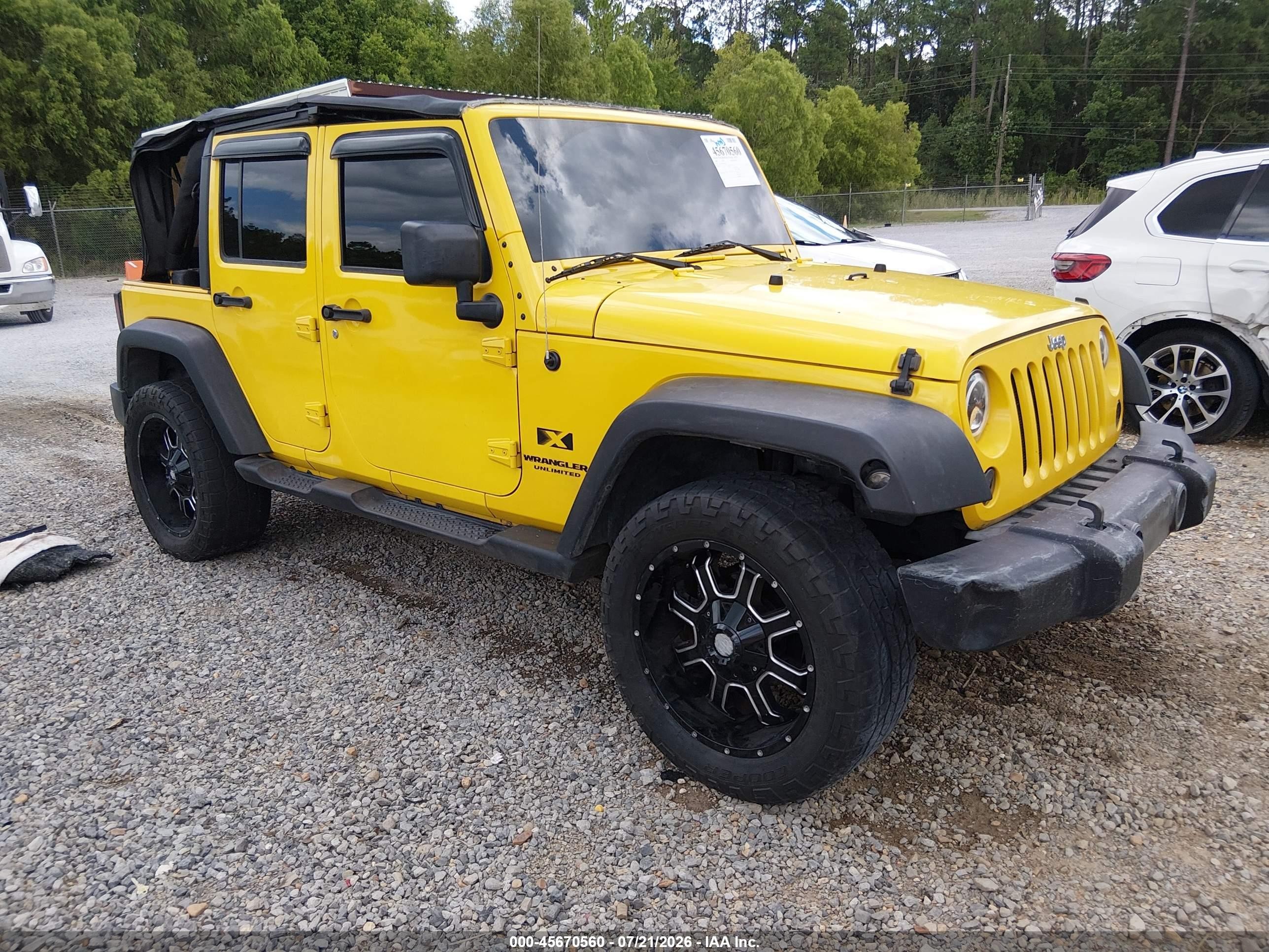 2008 Jeep Wrangler Unlimited X Yellow vin: 1J4GA39118L622538