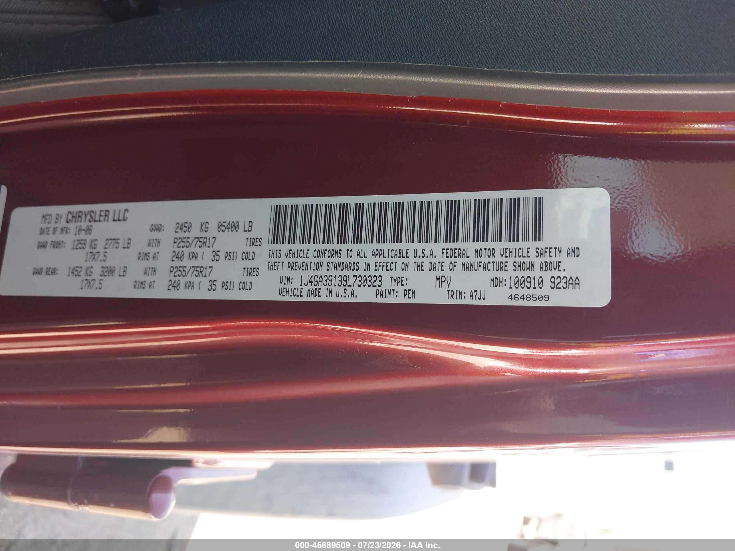 2009 Jeep Wrangler Unlimited X Burgundy vin: 1J4GA39139L730323