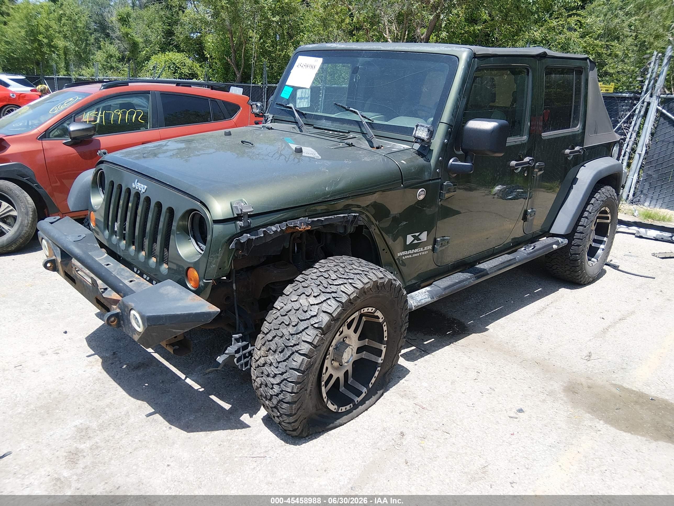 2007 Jeep Wrangler Unlimited X Green vin: 1J4GA39147L154805