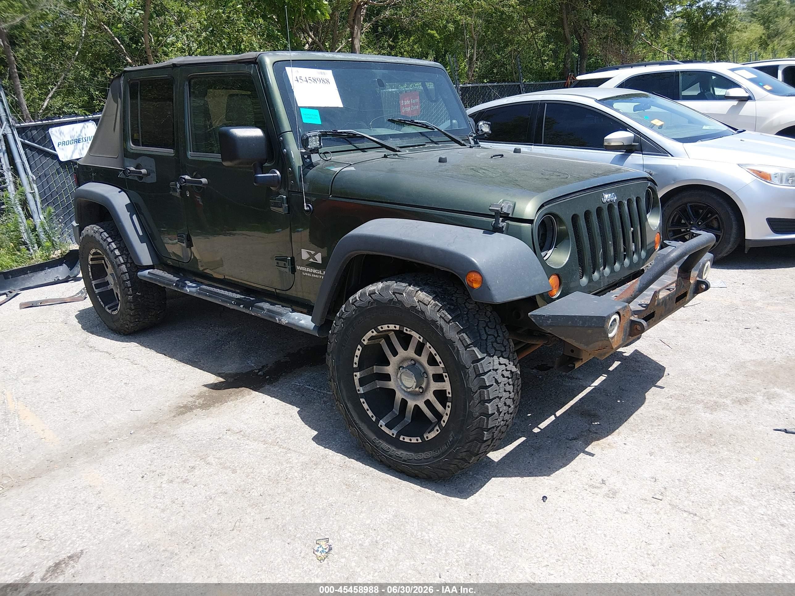 2007 Jeep Wrangler Unlimited X Green vin: 1J4GA39147L154805