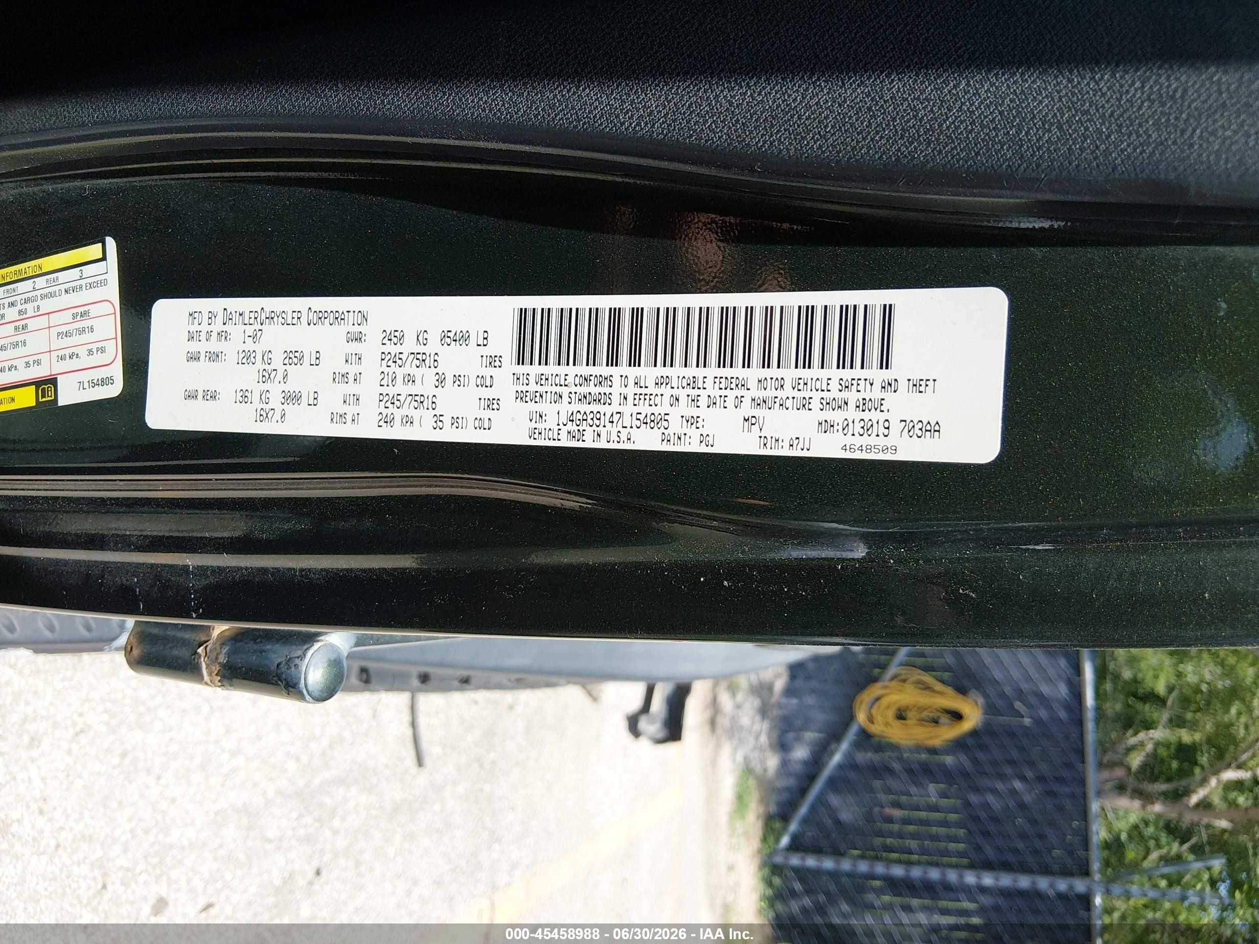 2007 Jeep Wrangler Unlimited X Green vin: 1J4GA39147L154805