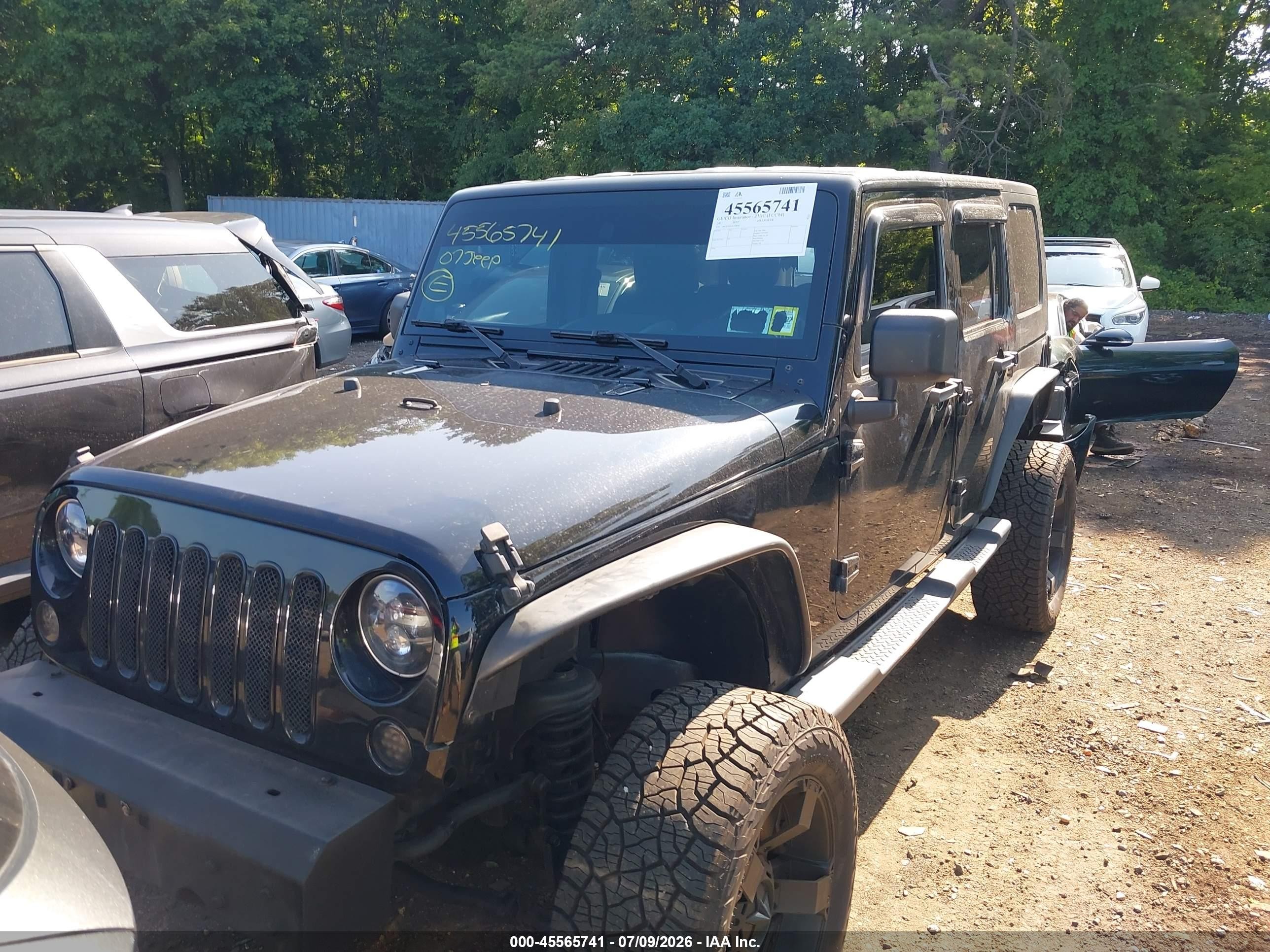 2007 Jeep Wrangler Unlimited X Black vin: 1J4GA39167L148083